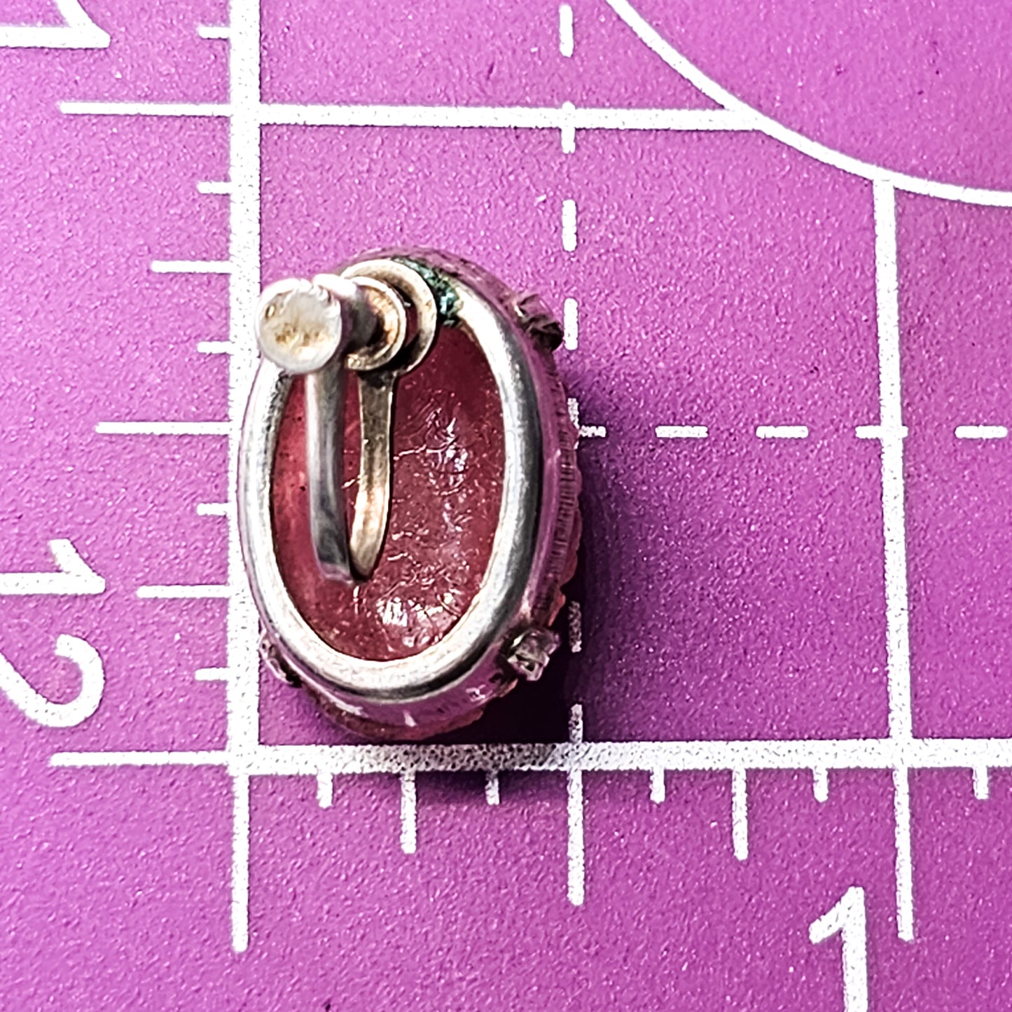 Pink Molded Czech glass vintage screw back sterling silver earrings