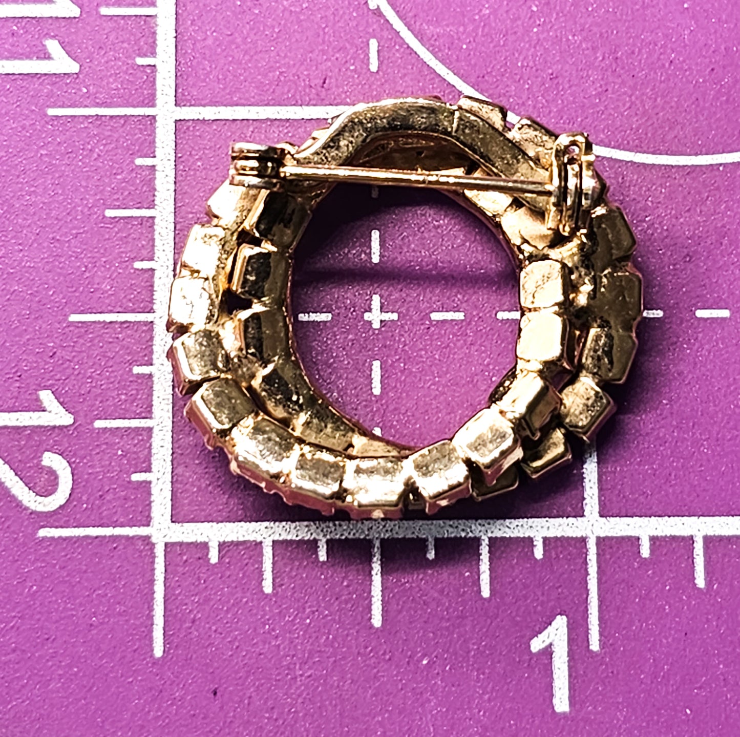 Orange and white milk glass double circle vintage mid century brooch