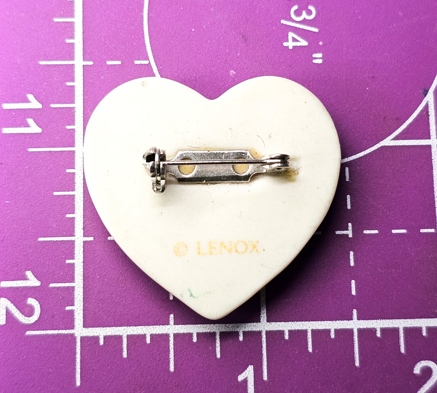 Lenox porcelain flying dove olive branch signed vintage heart brooch