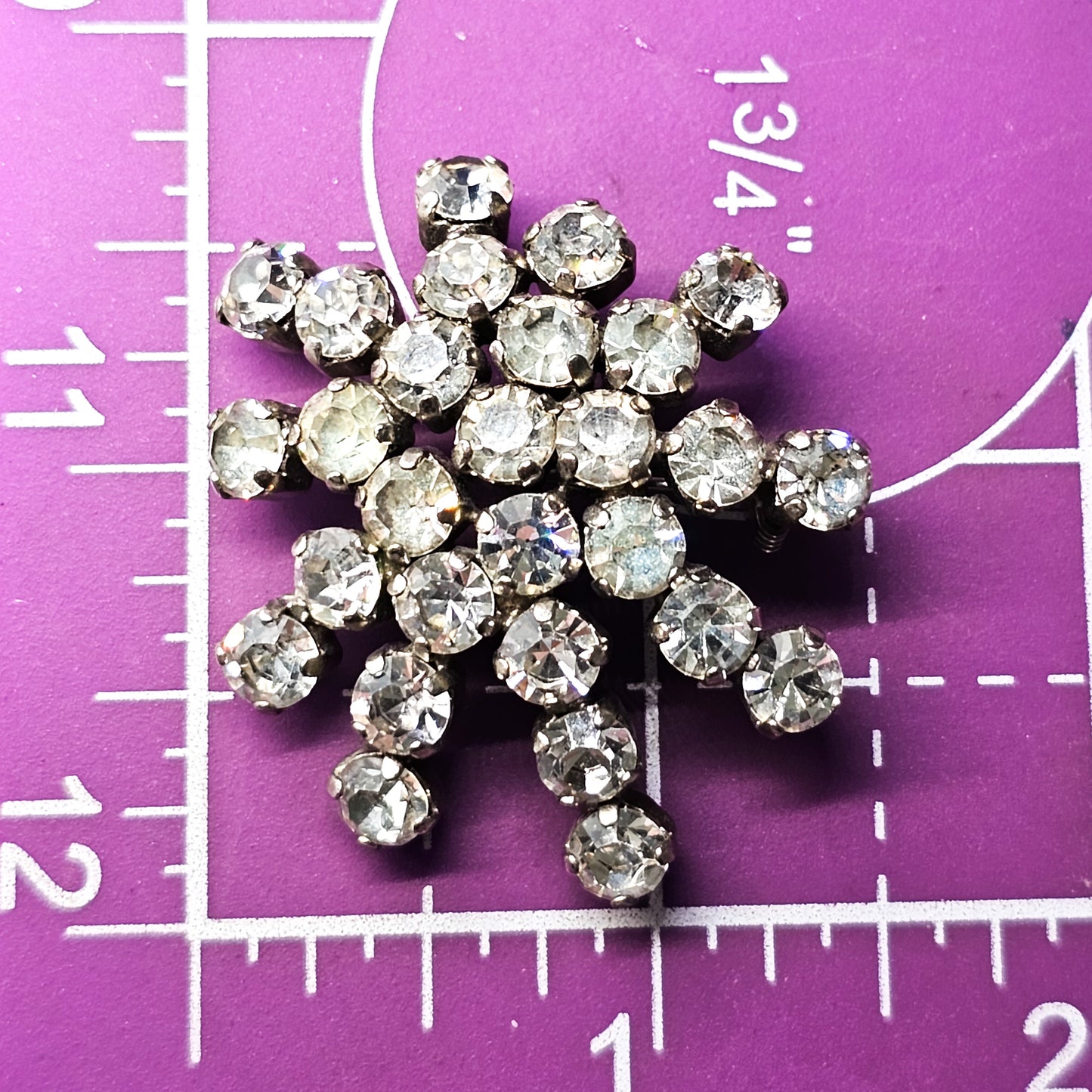 Atomic scatter clear rhinestone vintage retro 1960's brooch