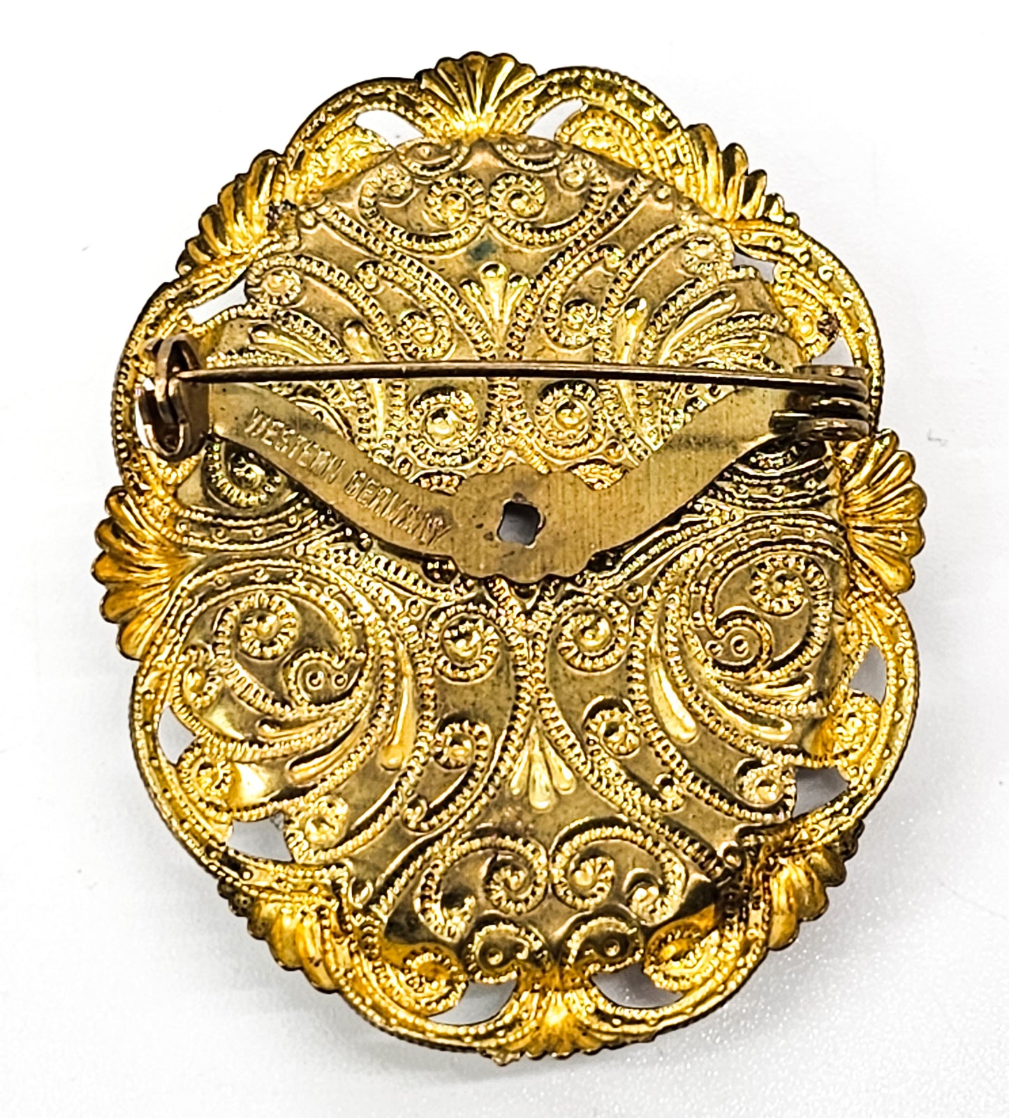 Western Germany sugared cameo Victorian revival dance brooch
