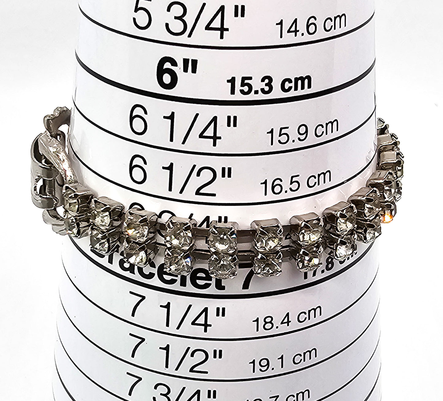 Double row clear rhinestone vintage mid century tennis bracelet