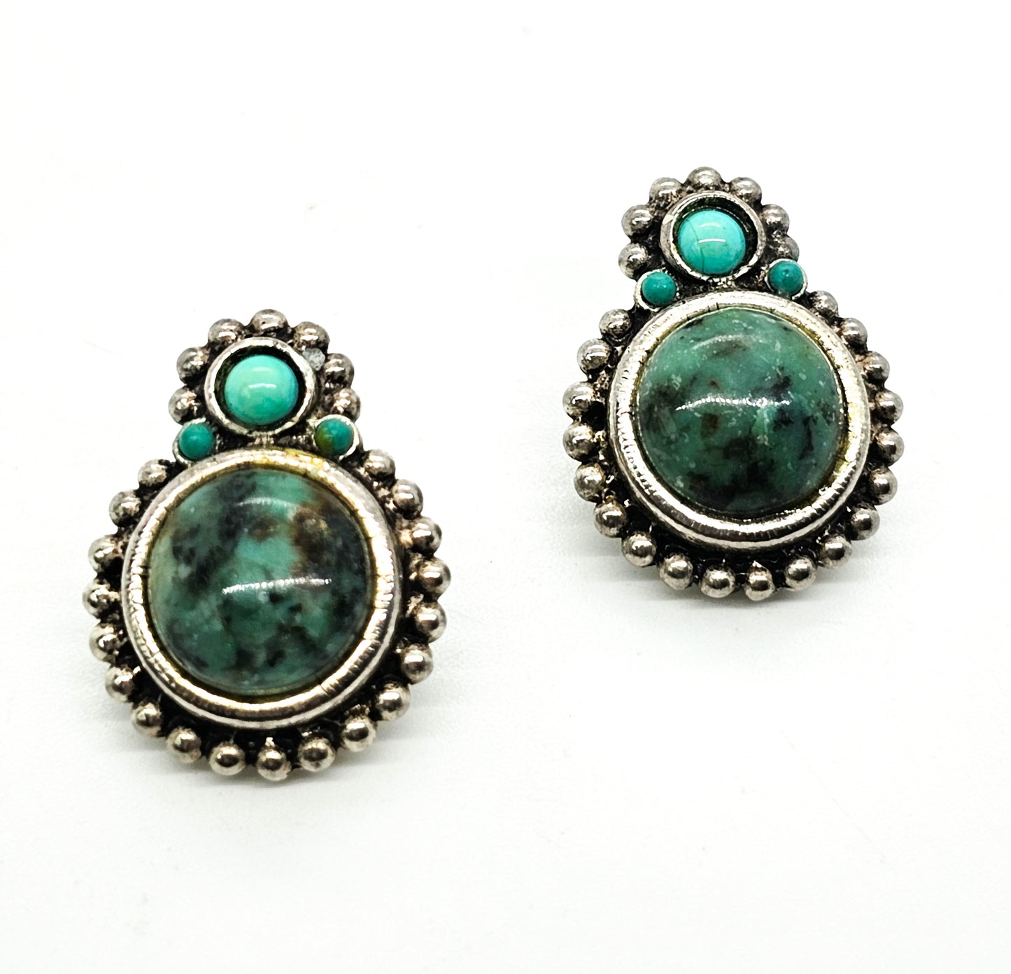 Graziano Southwestern turquoise cab signed clip on earrings