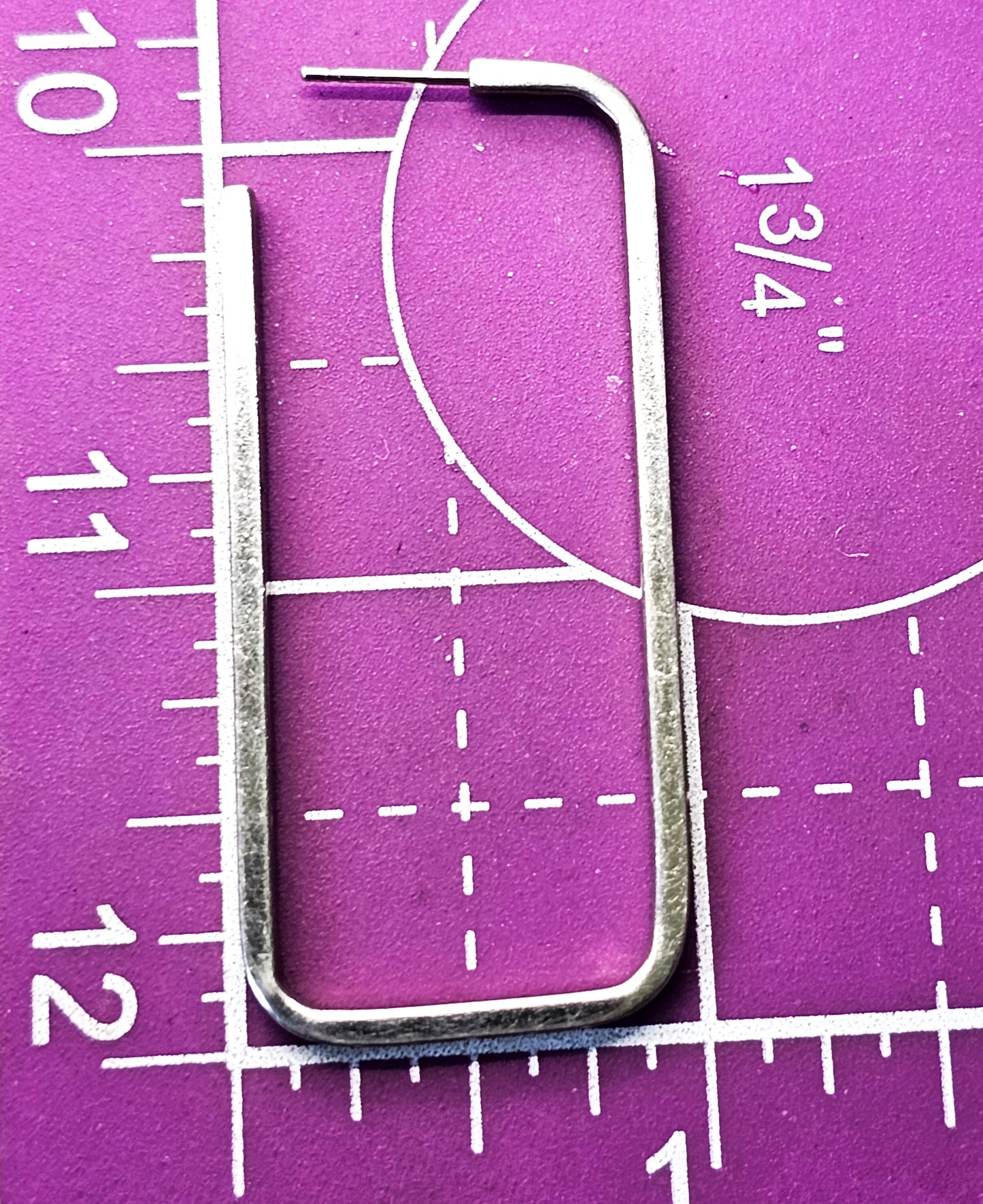 Designer Birks Rectangle hoop large sterling silver signed retro vintage earrings KL