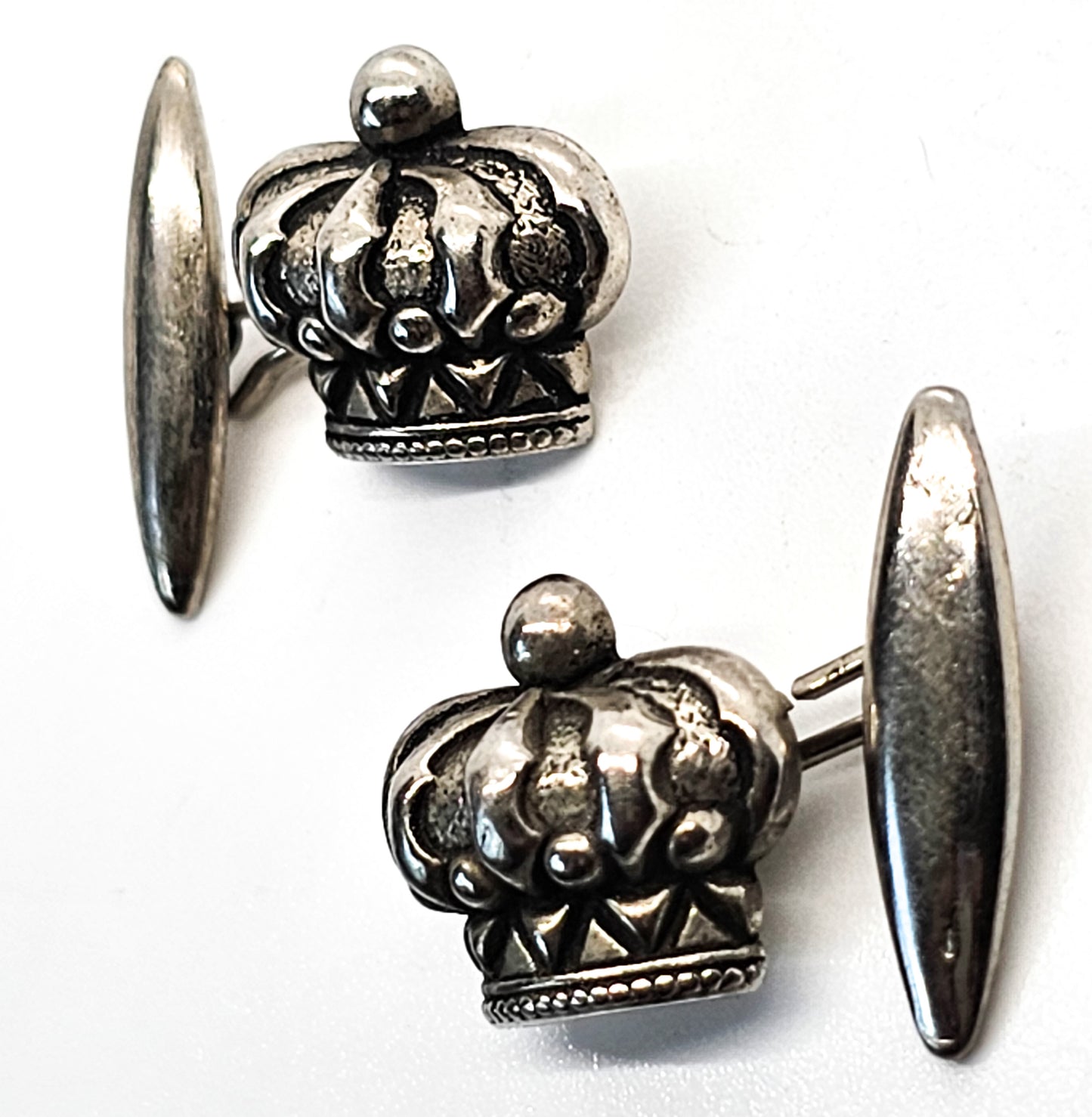 Heraldic crown royal confirmation vintage sterling silver cufflinks