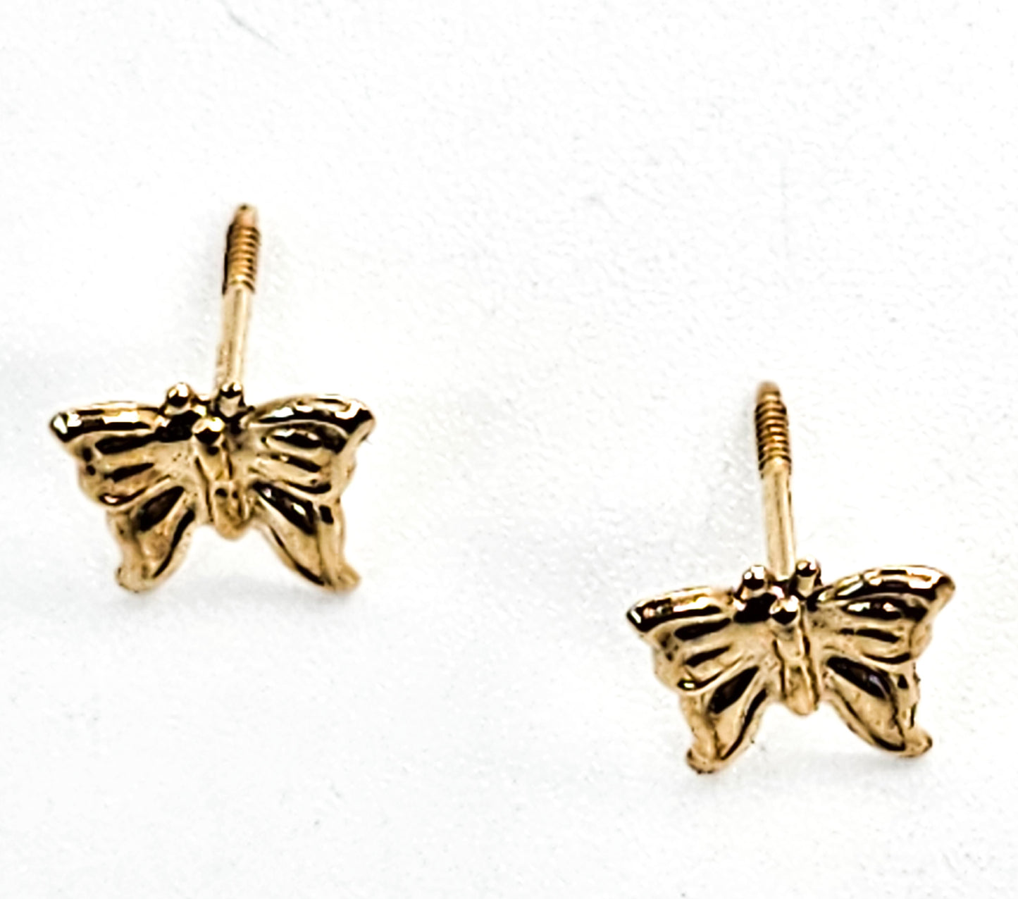 RL 14 kt Yellow Gold Button stud Butterfly Earrings with screw back post
