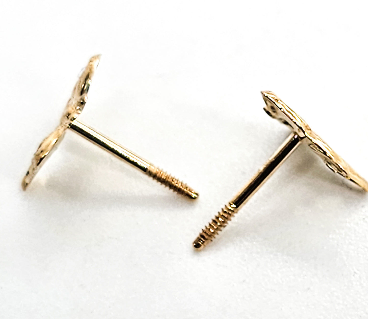 RL 14 kt Yellow Gold Button stud Butterfly Earrings with screw back post