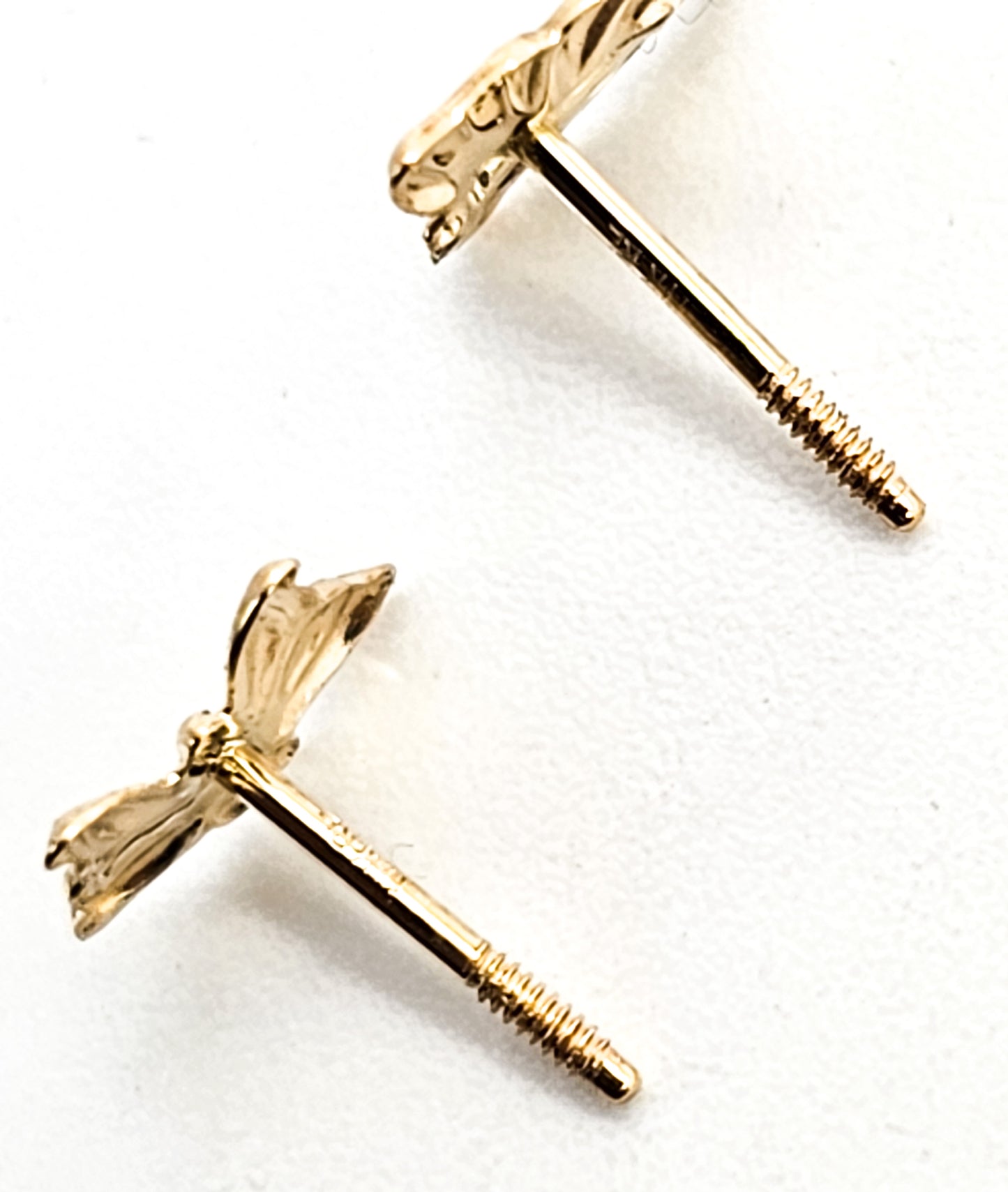 RL 14 kt Yellow Gold Button stud Butterfly Earrings with screw back post