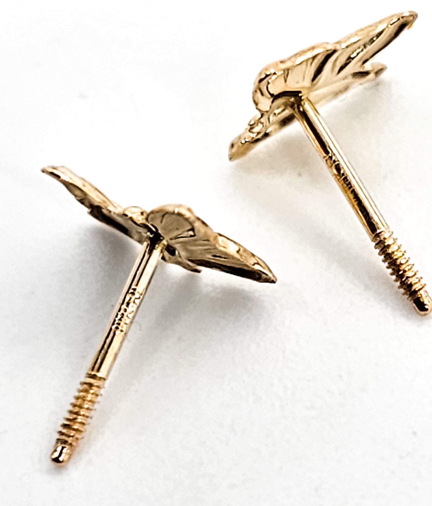 RL 14 kt Yellow Gold Button stud Butterfly Earrings with screw back post