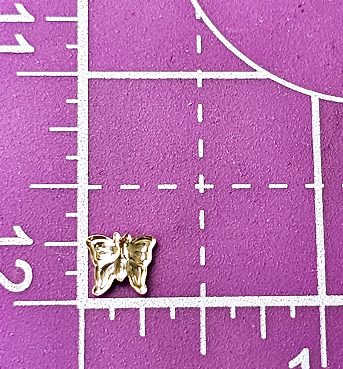 RL 14 kt Yellow Gold Button stud Butterfly Earrings with screw back post