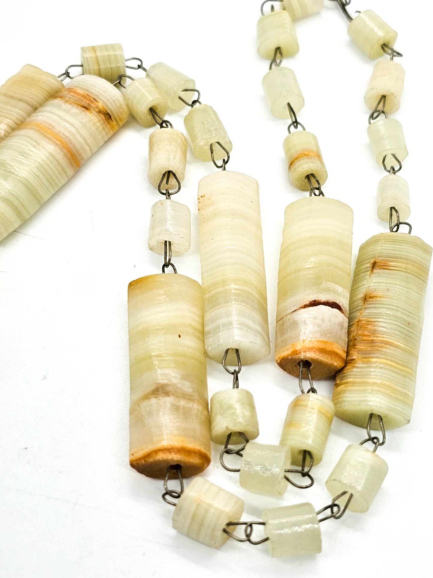 Mexican Carved Onyx mask vintage stone boho gemstone necklace