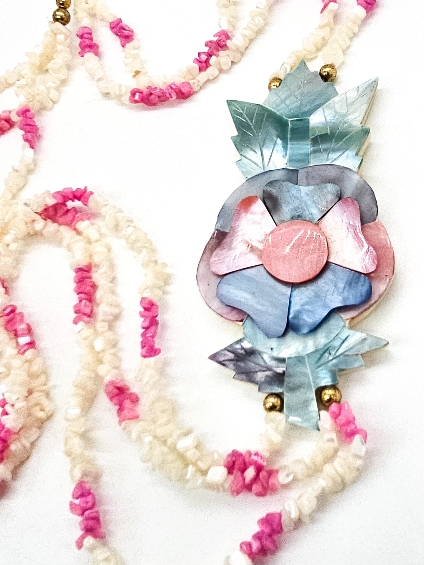 Pink and blue Mother of Pearl MOP multistrand vintage necklace Philippines
