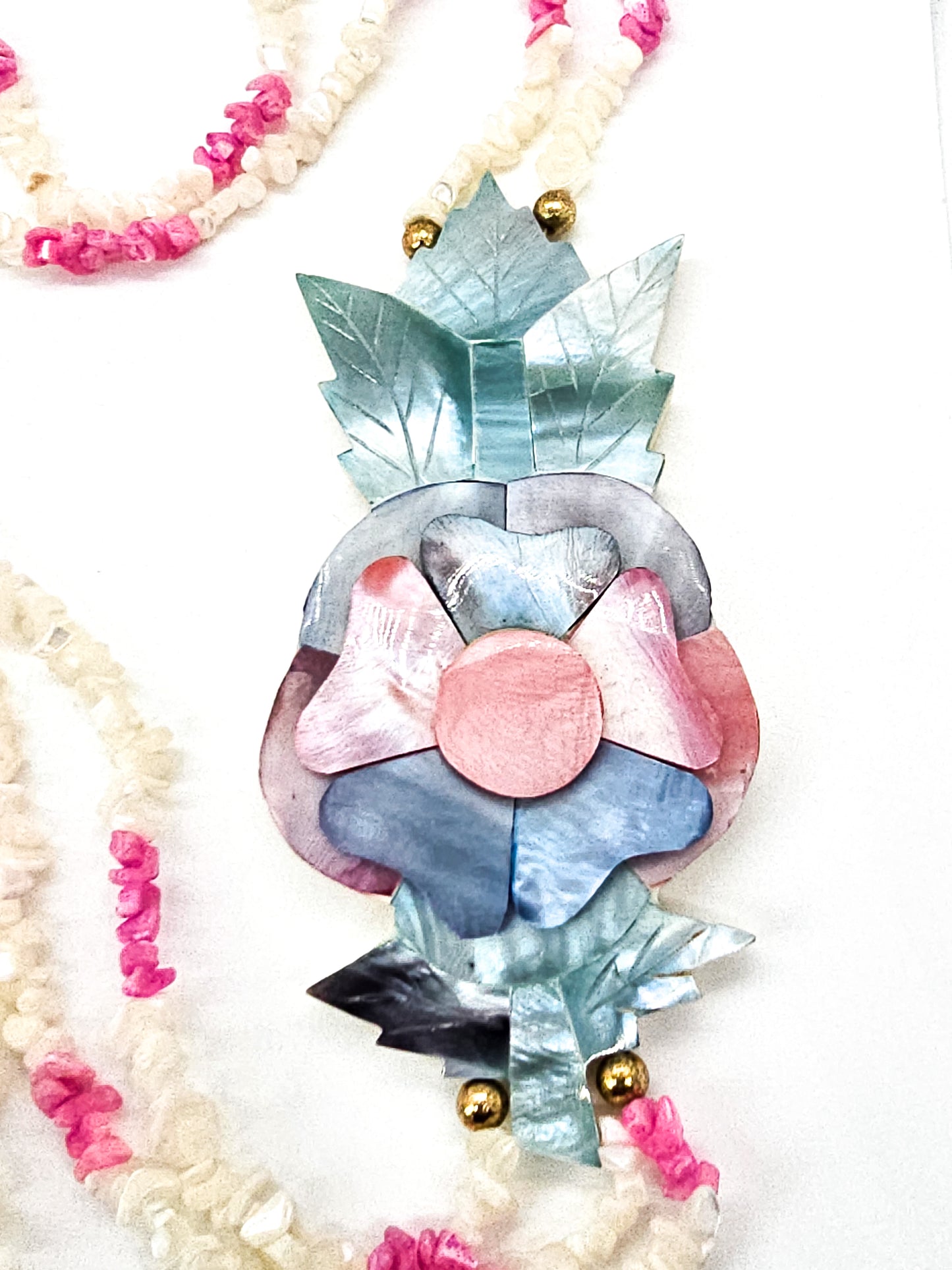 Pink and blue Mother of Pearl MOP multistrand vintage necklace Philippines