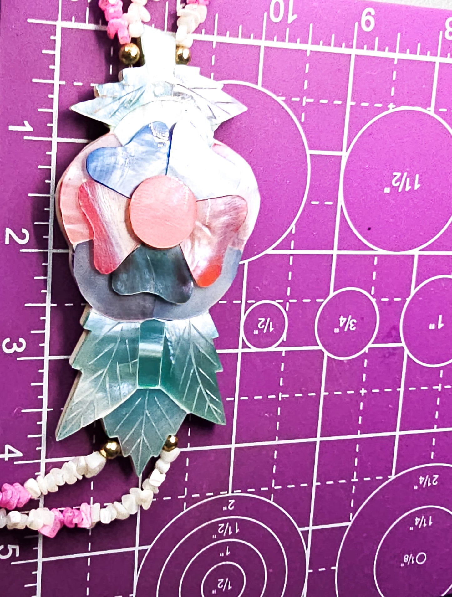 Pink and blue Mother of Pearl MOP multistrand vintage necklace Philippines