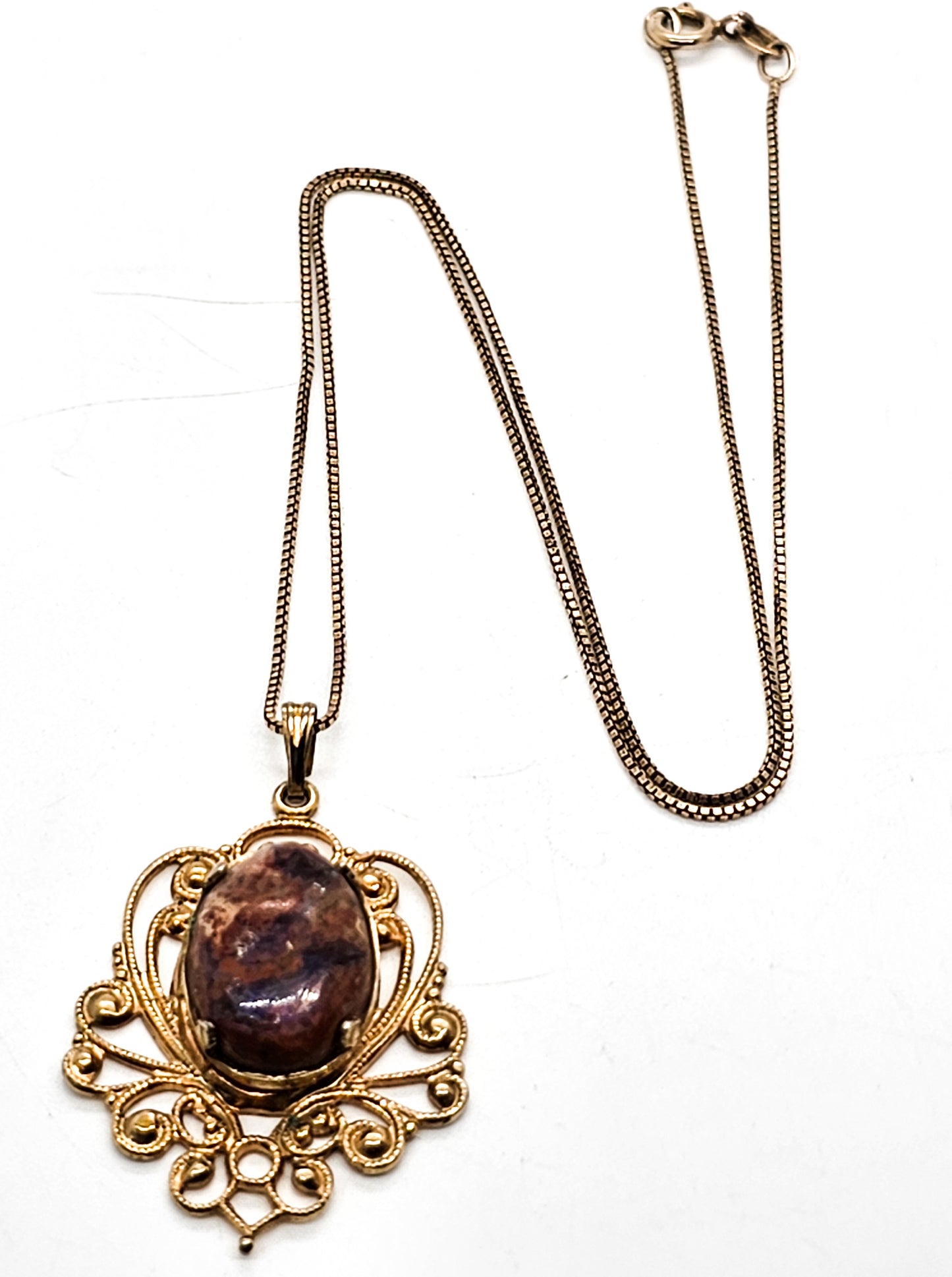 Mexican Opal gold filled pendant with vermeil sterling silver chain