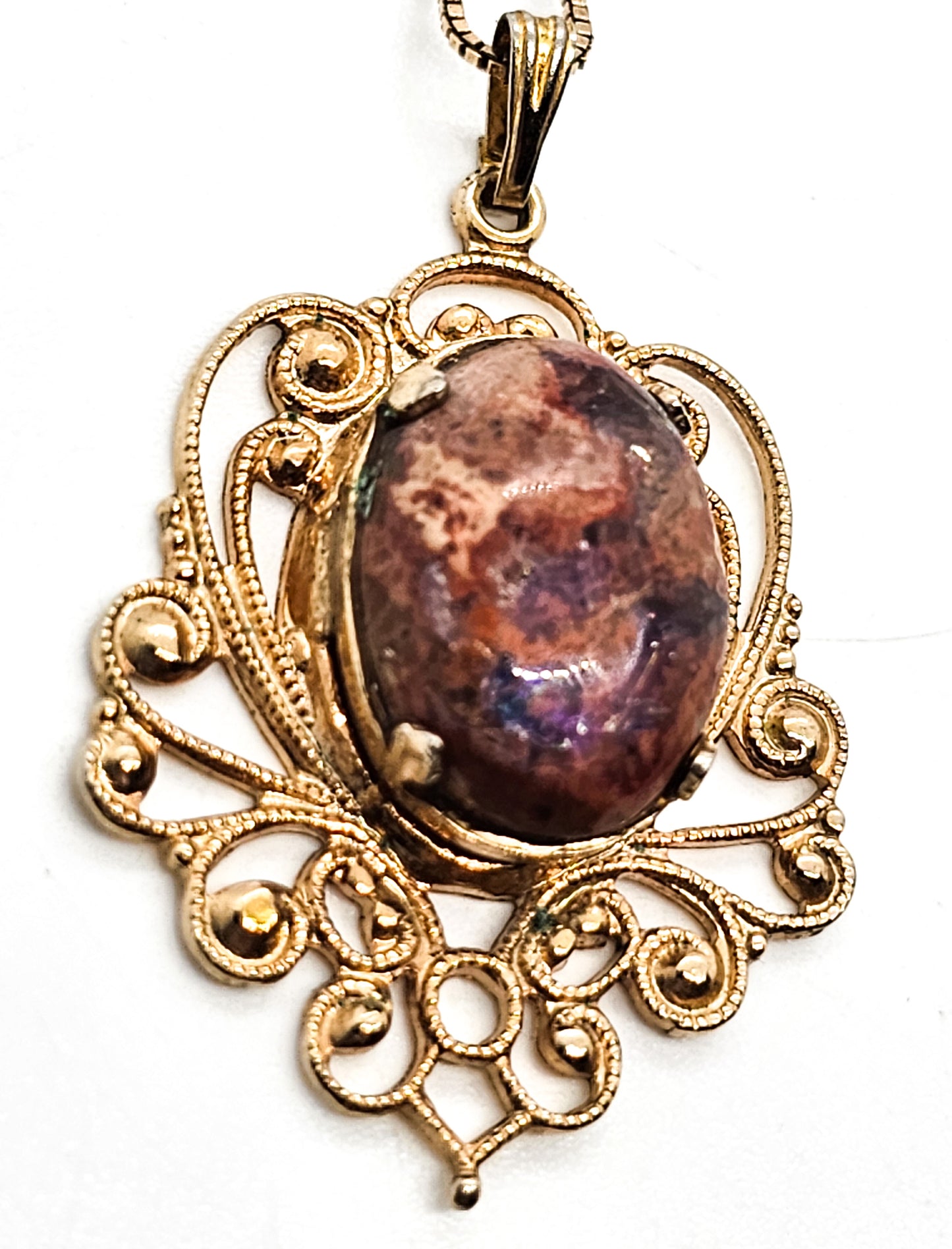 Mexican Opal gold filled pendant with vermeil sterling silver chain