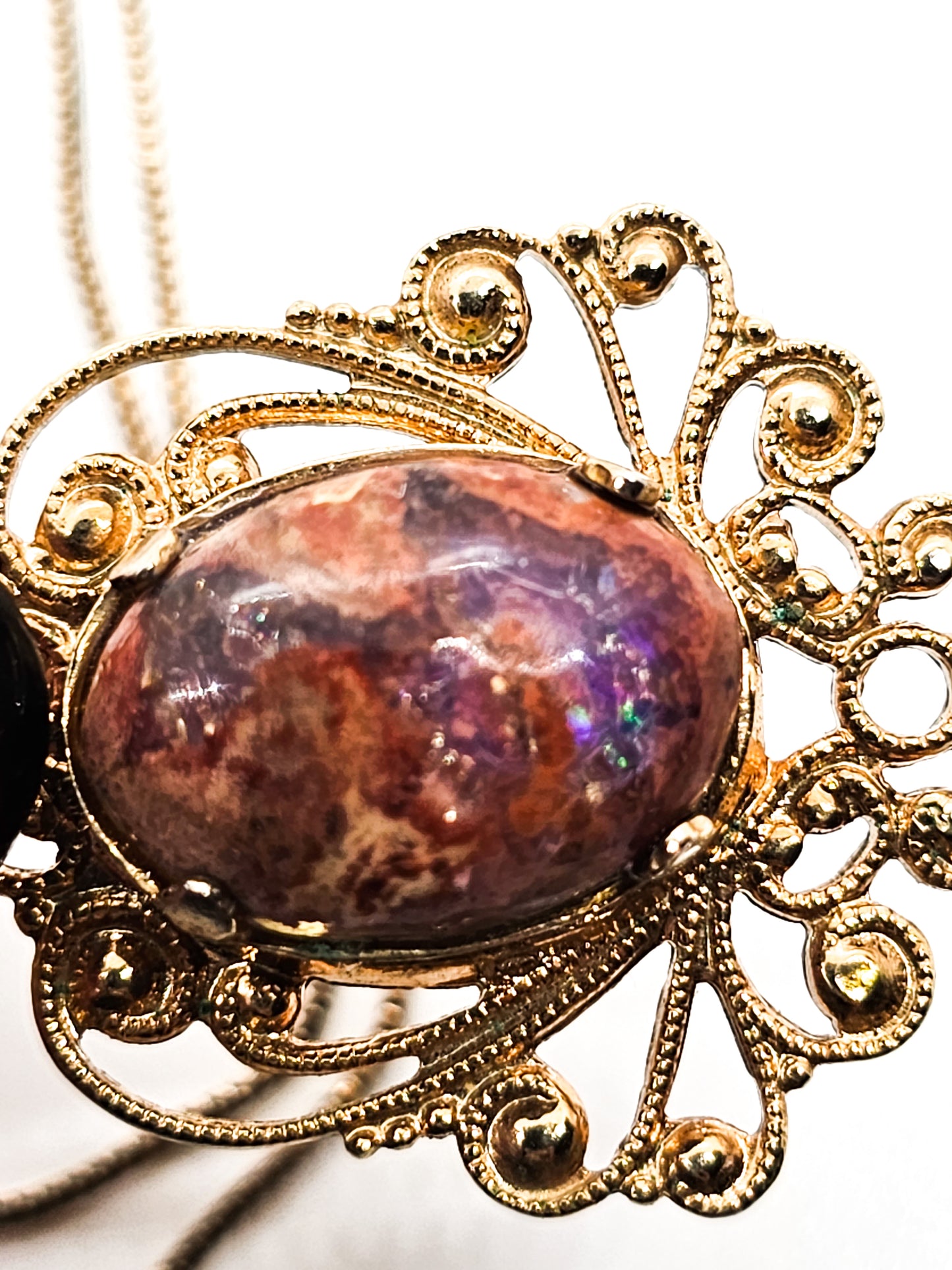 Mexican Opal gold filled pendant with vermeil sterling silver chain