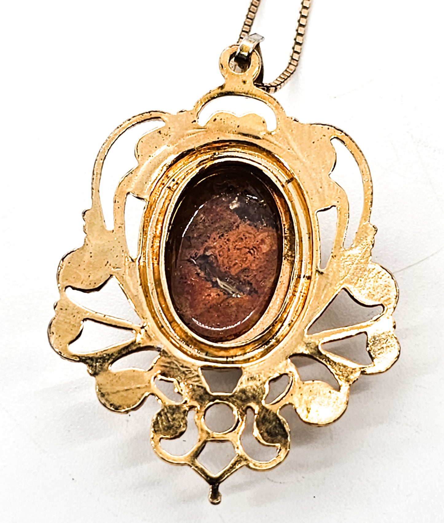 Mexican Opal gold filled pendant with vermeil sterling silver chain