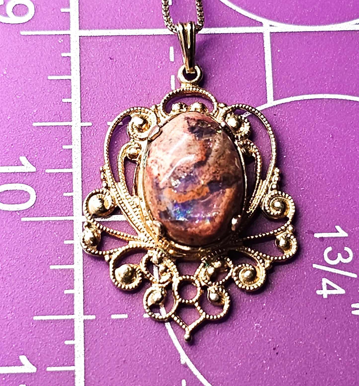 Mexican Opal gold filled pendant with vermeil sterling silver chain