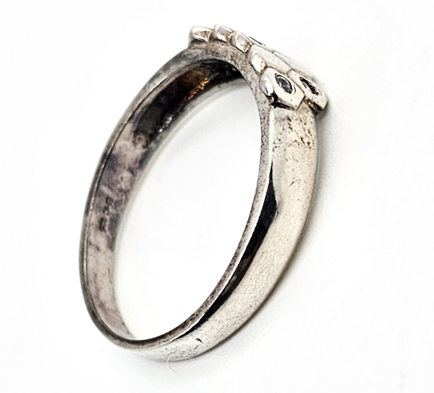 Honey comb Cubic Zirconia CZ EHC sterling silver band signed ring size 12