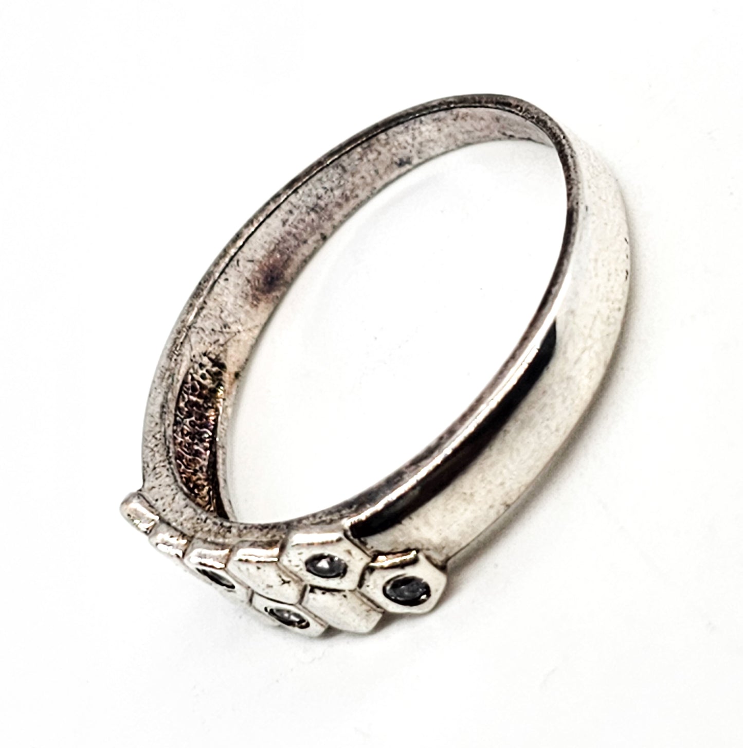 Honey comb Cubic Zirconia CZ EHC sterling silver band signed ring size 12