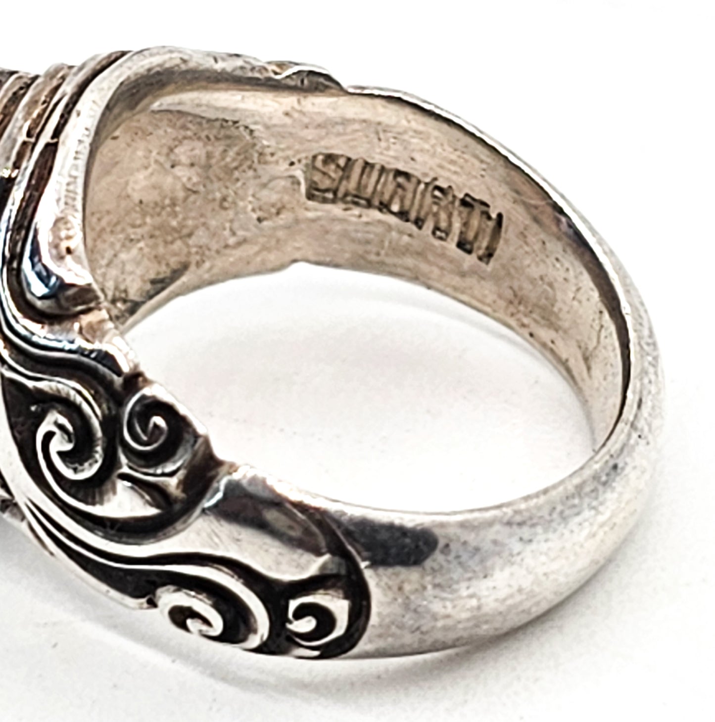 Suarti BA Bali Balinese Amethyst pear cut tribal sterling silver ring size 7