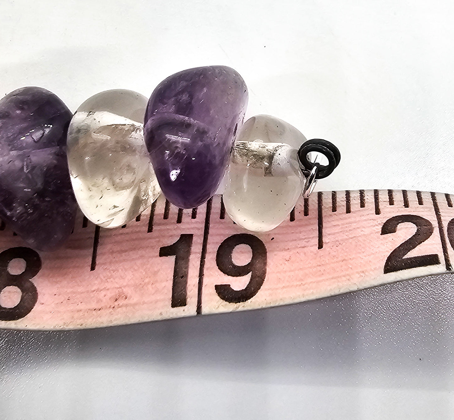 Amethyst and clear rock crystal beaded handcrafted artisan necklace