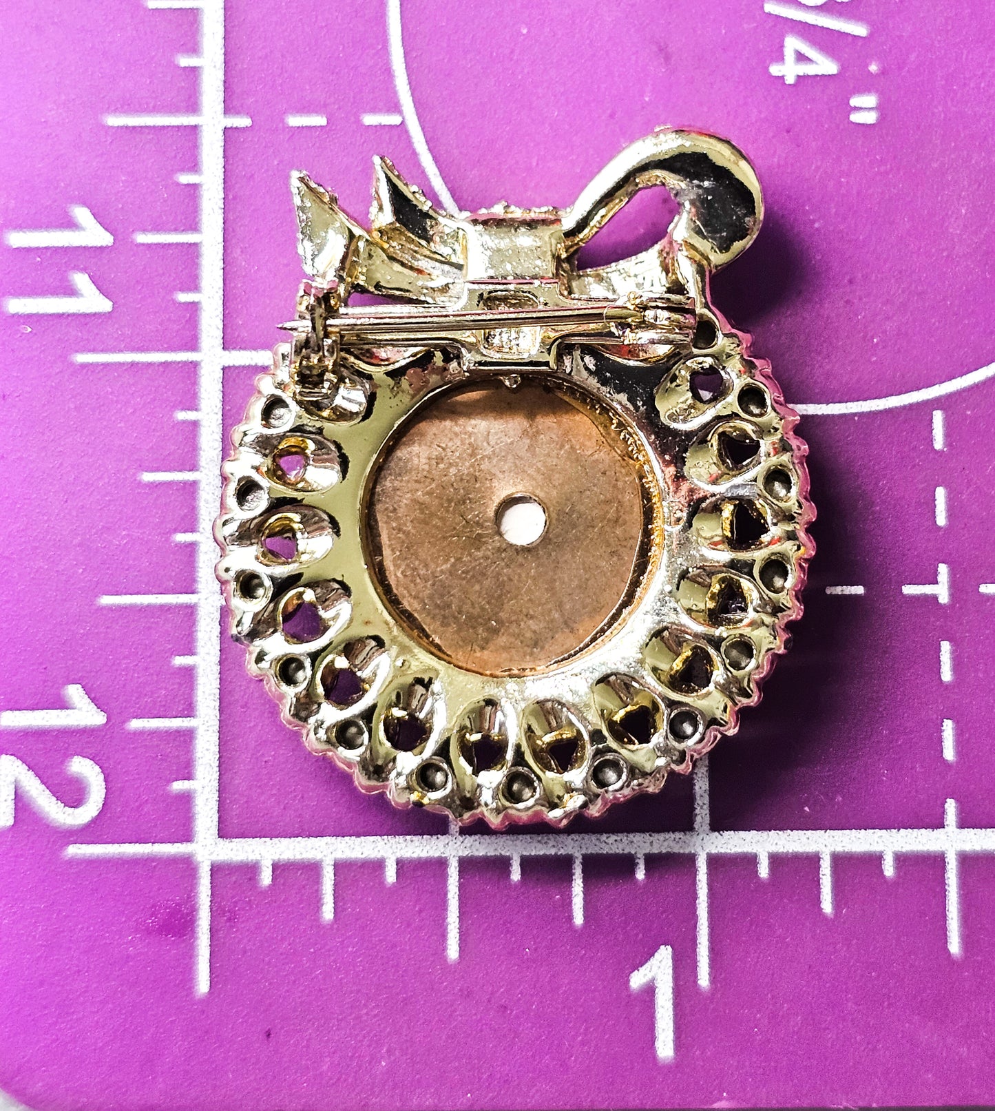 Aurora borealis Miraculous medal Mary vintage Catholic brooch