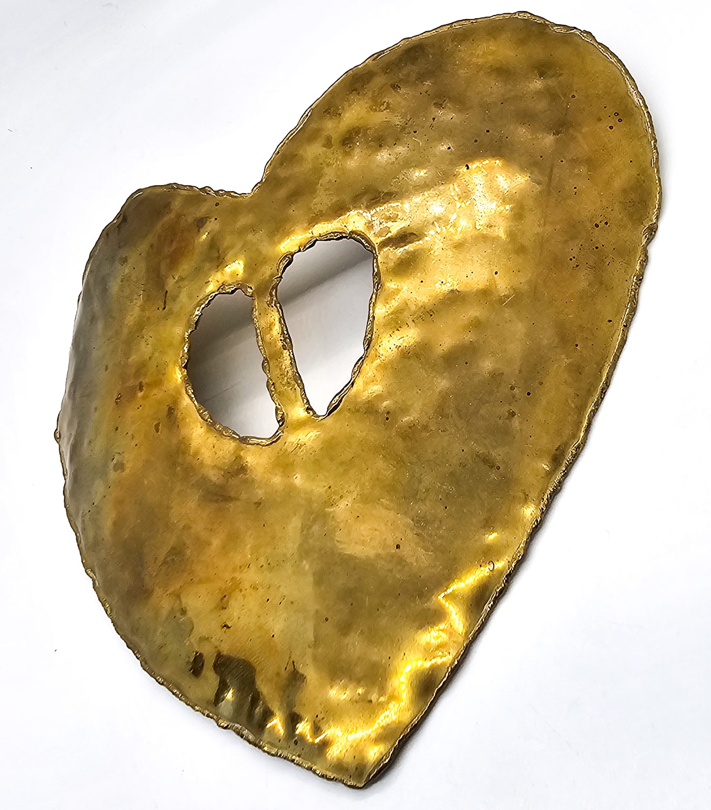 Punched Hammered Brass heart large vintage costume buckle rustic Viking