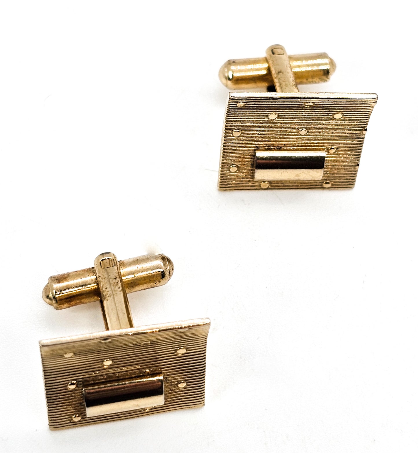 Brushed gold toned atomic modernist mid century 1950's vintage cufflinks