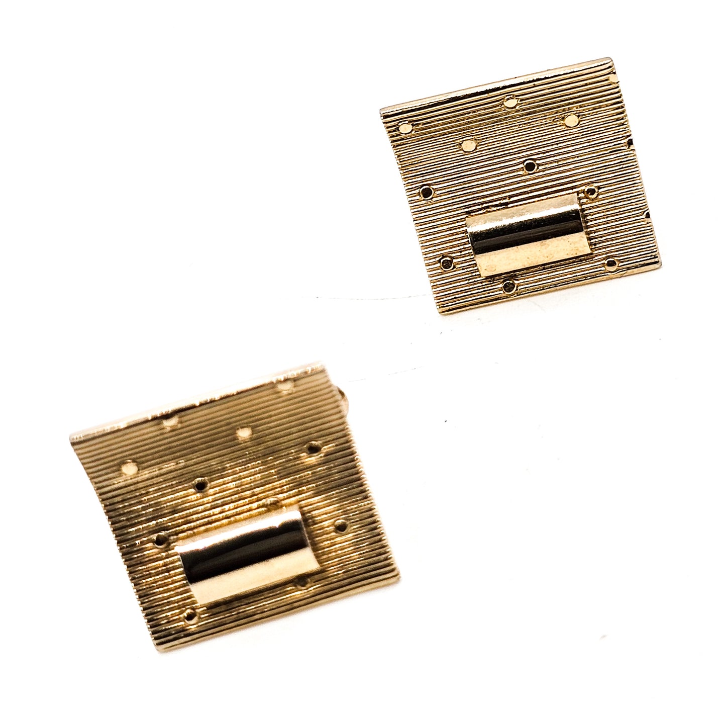 Brushed gold toned atomic modernist mid century 1950's vintage cufflinks