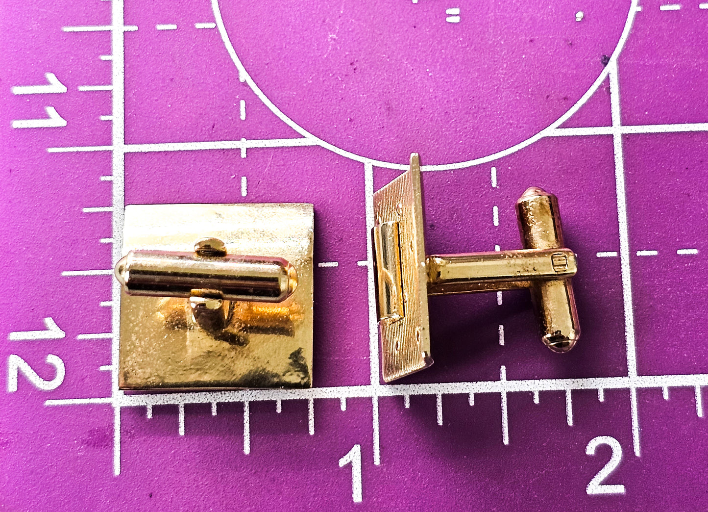 Brushed gold toned atomic modernist mid century 1950's vintage cufflinks