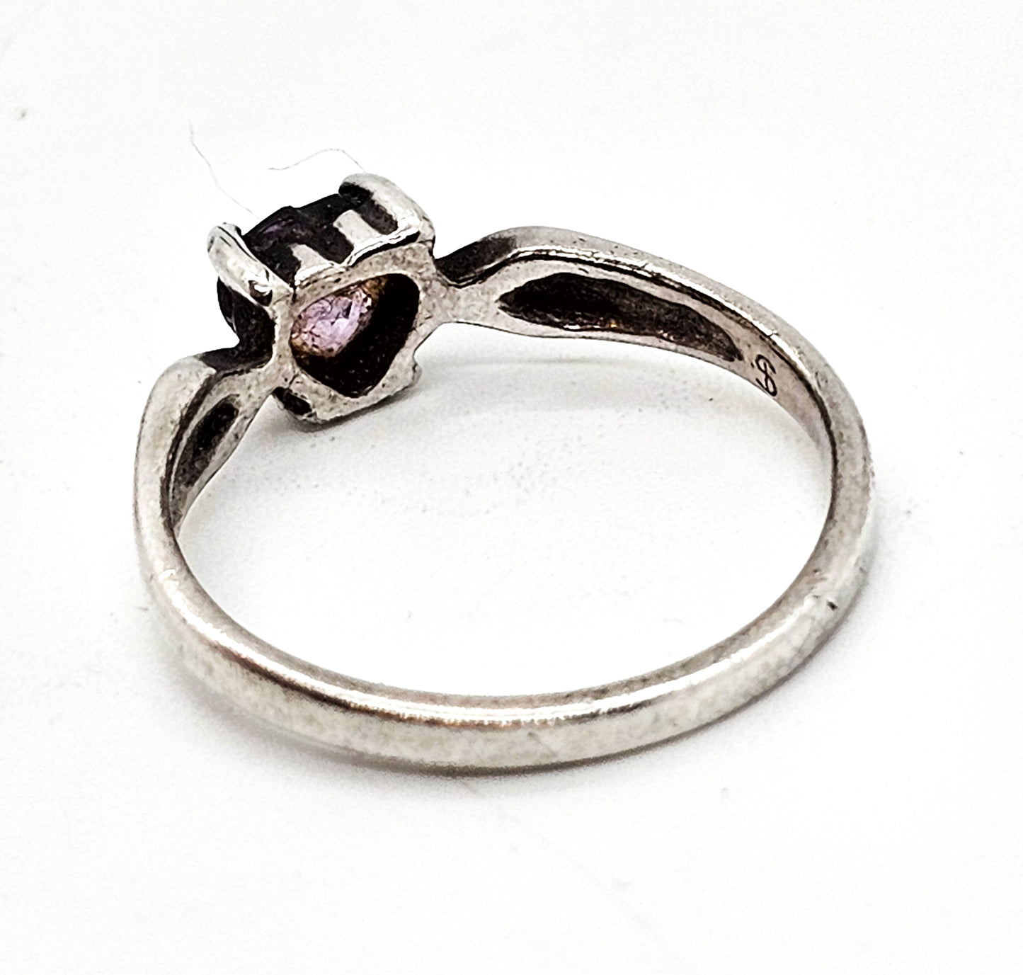 Dakota West Shube Purple amethyst gemstone heart vintage sterling silver ring size 8