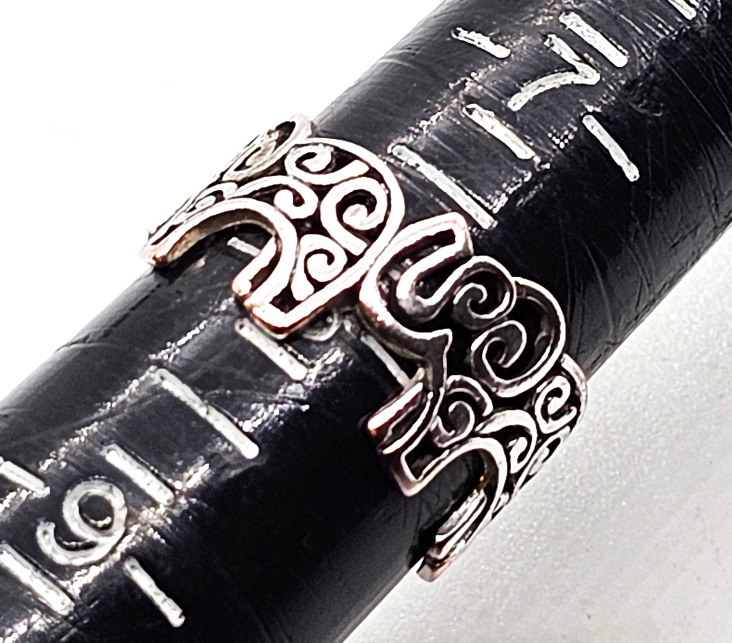 Filigree Elephant Good Luck Trunk vintage open work sterling silver ring size 8