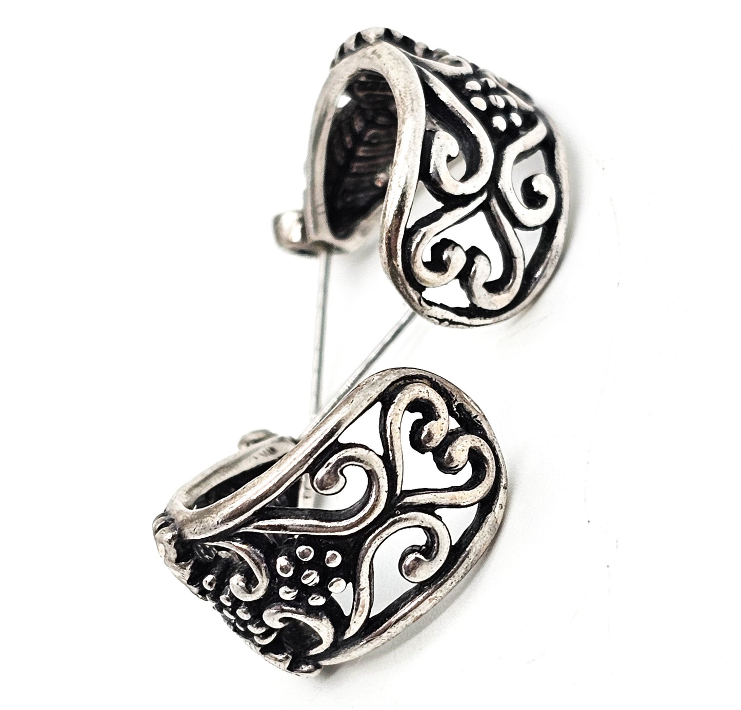 Black Hills Gold grape leaf vintage sterling silver hoop earrings Gold Diggers