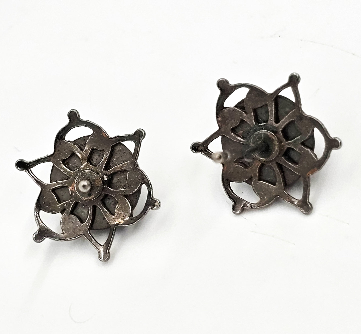 Amethyst Starburst Southwestern Tribal vintage sterling silver stud earrings