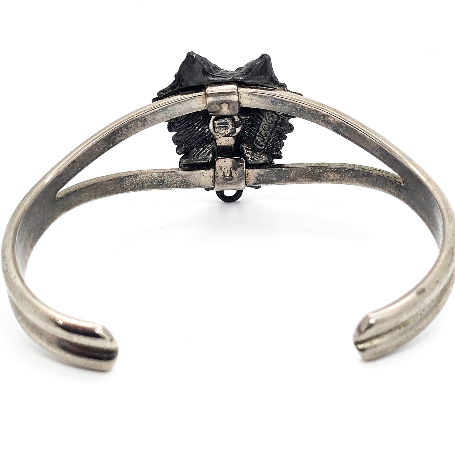EJC Pewter wolf vintage silver toned split shank bangle bracelet