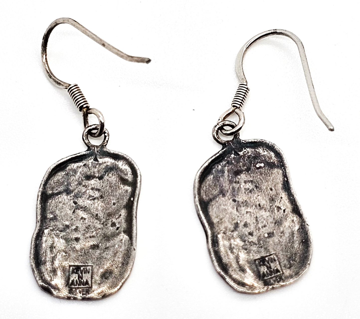Kevin N Anna Patina Tree signed sterling silver drop earrings Artisan