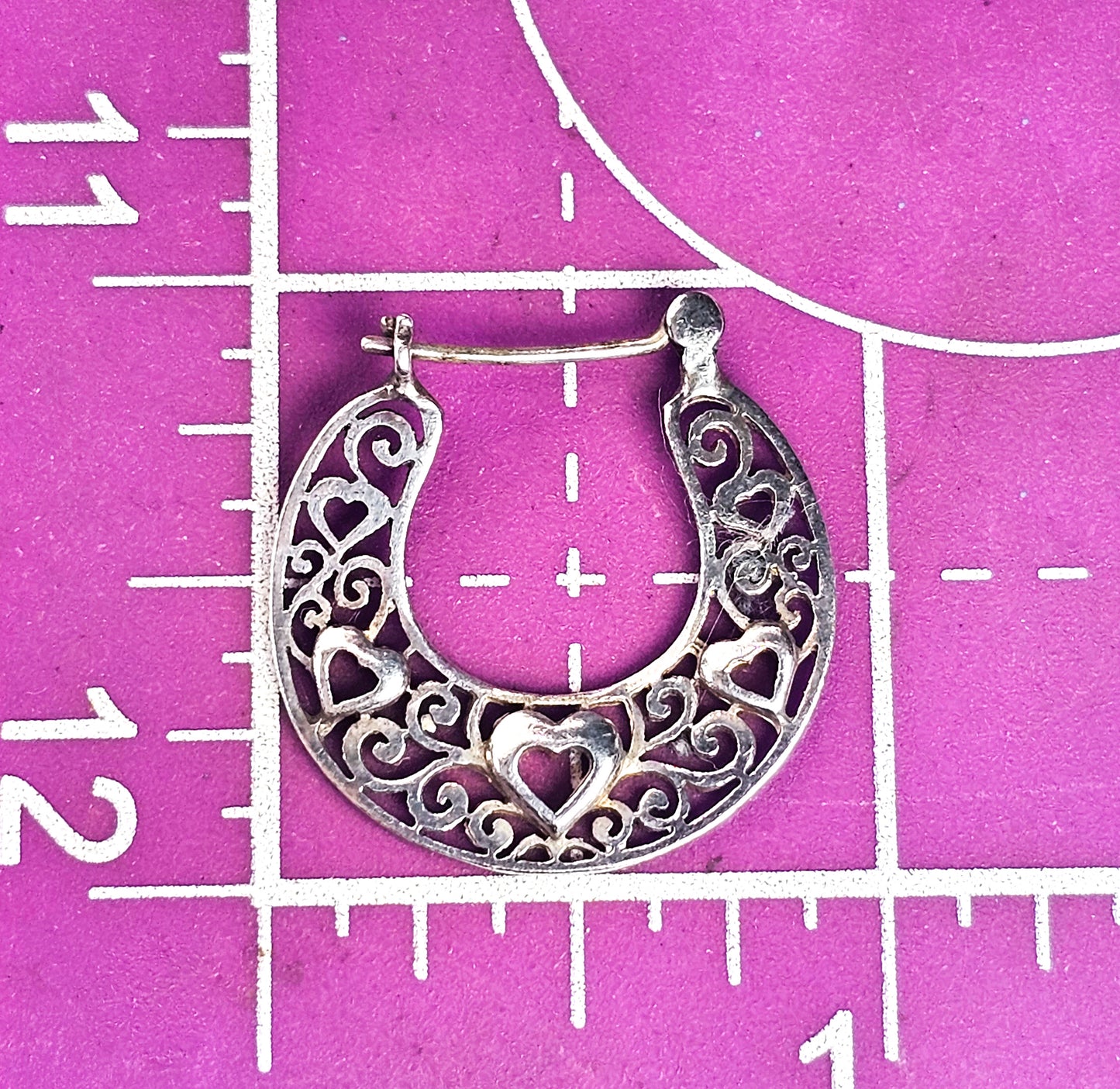 Boma filigree heart open work lever back vintage sterling silver retro earrings