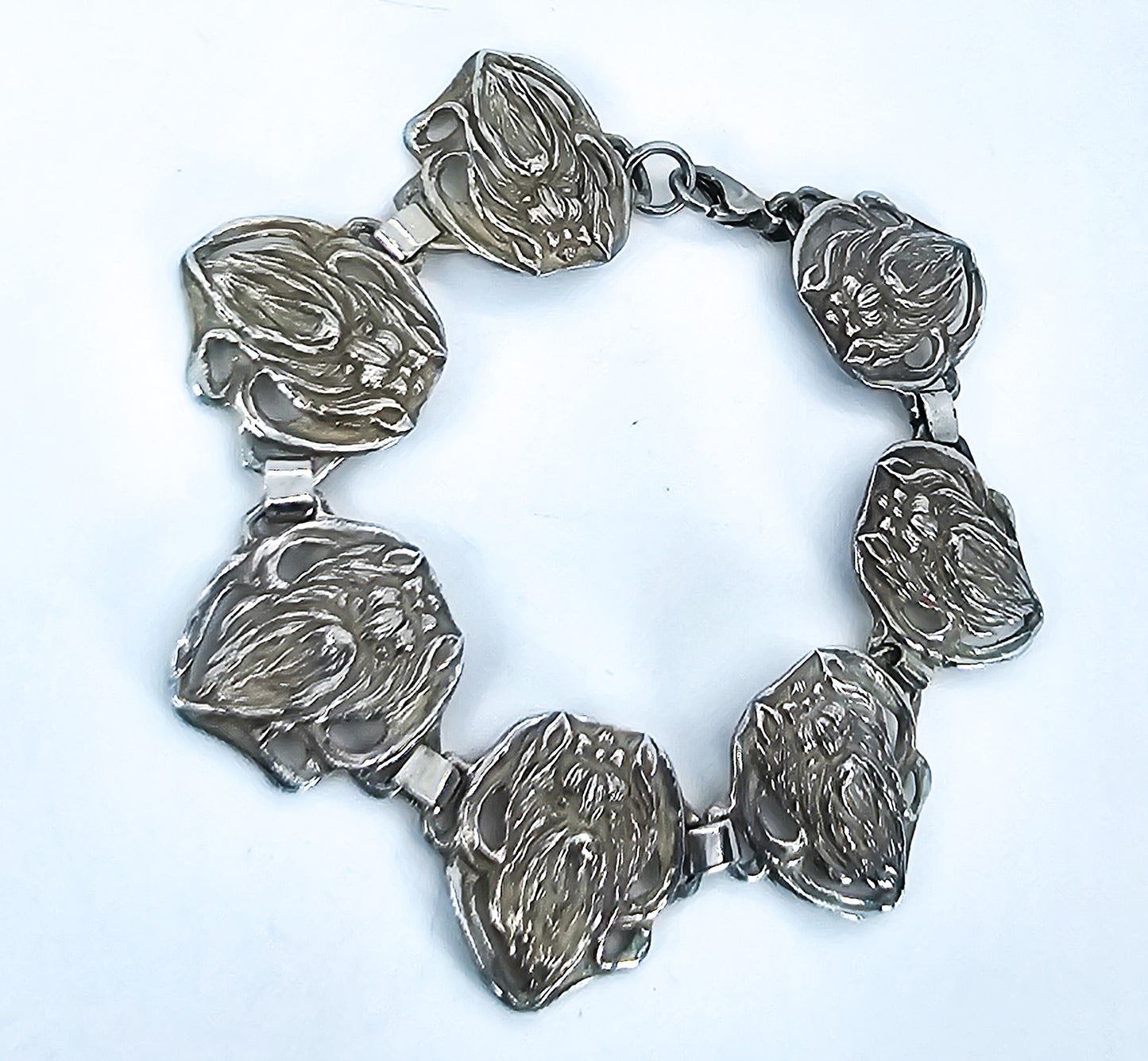 Yorkshire Terrier "Yorkie" 7 panel vintage sterling silver bracelet Mary Beth Halsey 1994
