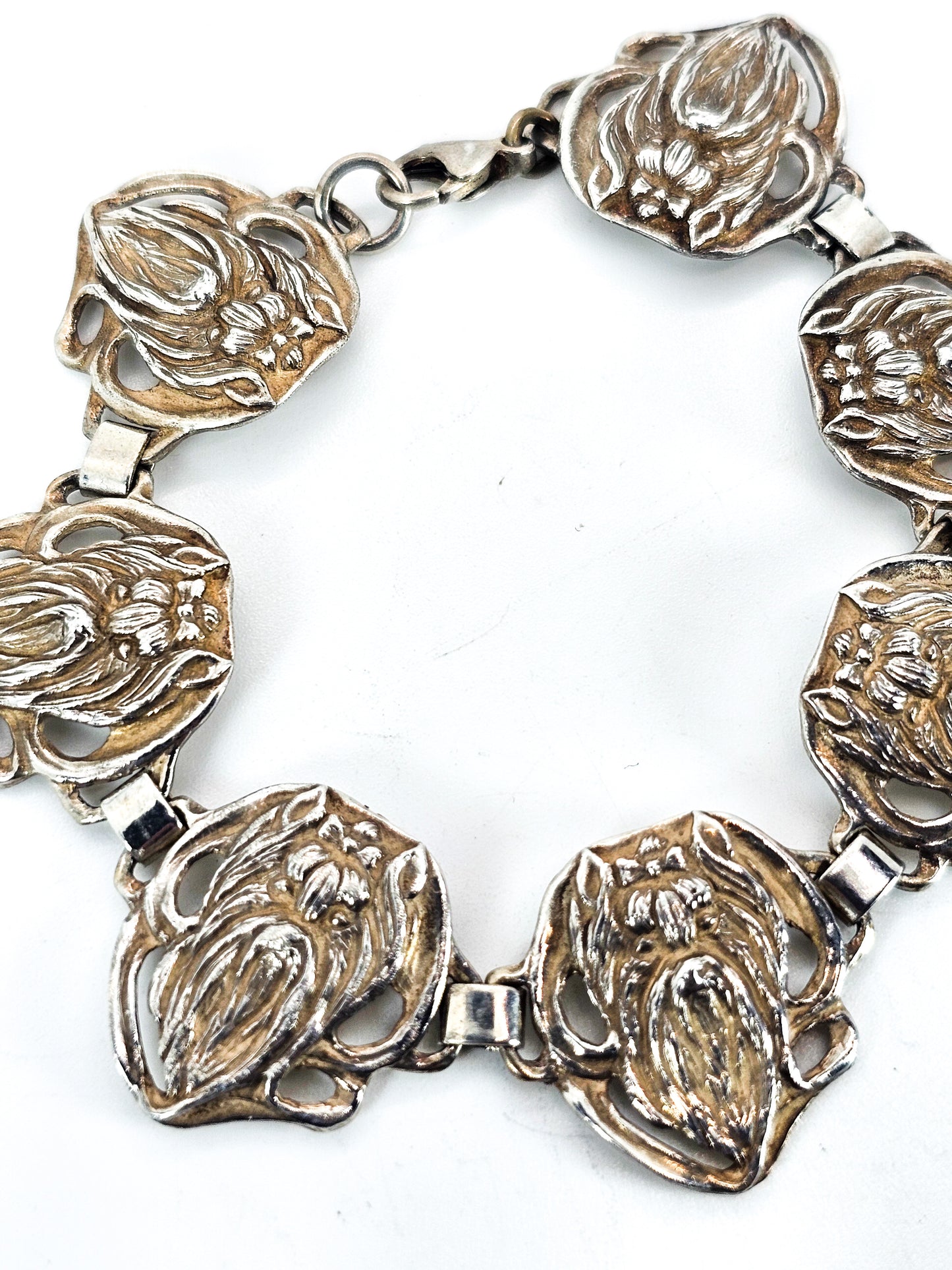 Yorkshire Terrier "Yorkie" 7 panel vintage sterling silver bracelet Mary Beth Halsey 1994