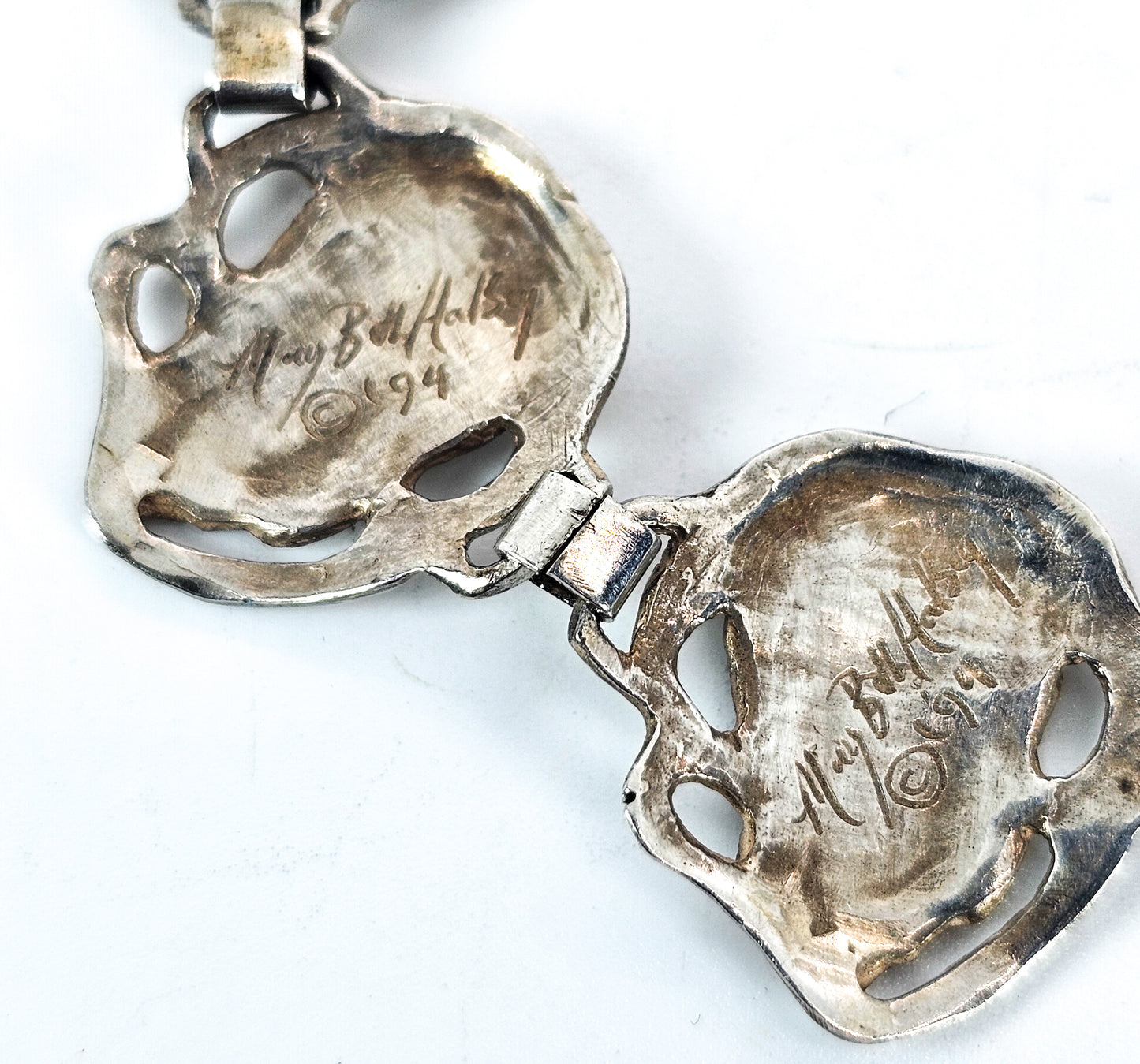 Yorkshire Terrier "Yorkie" 7 panel vintage sterling silver bracelet Mary Beth Halsey 1994