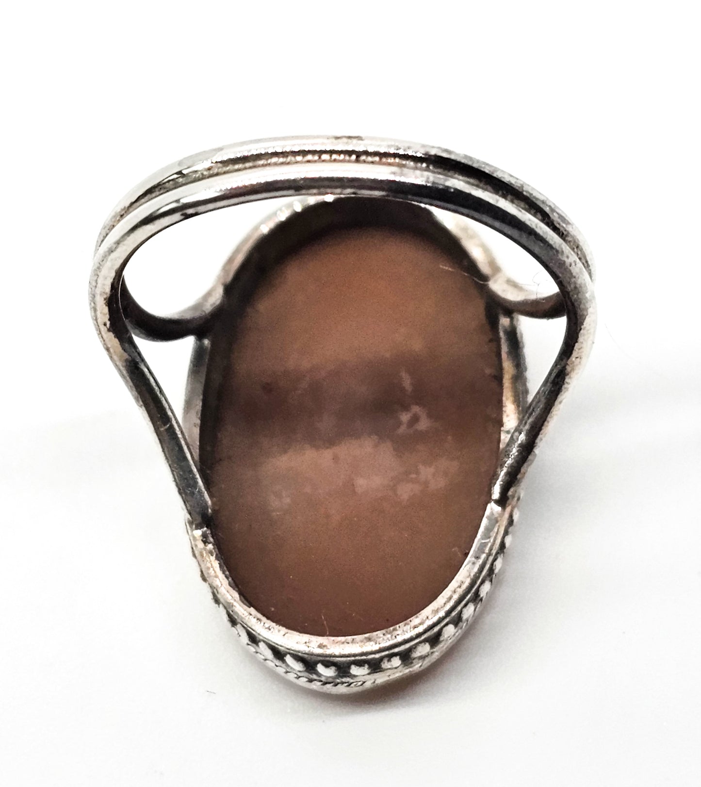 Rebeka at the well carved shell Cameo vintage sterling silver ring size 6.5