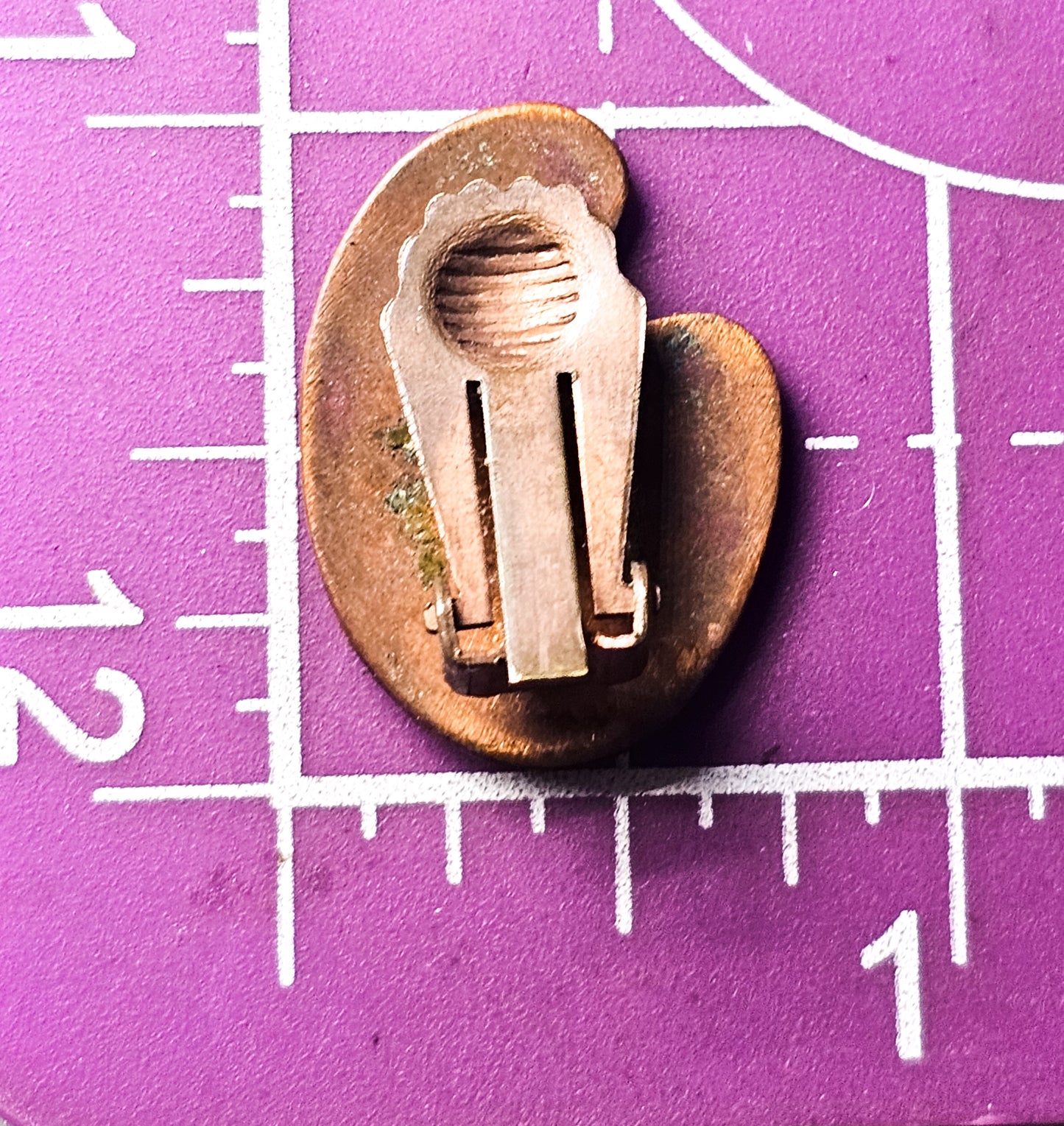 Painter's pallet black enamel painted copper vintage clip on earrings