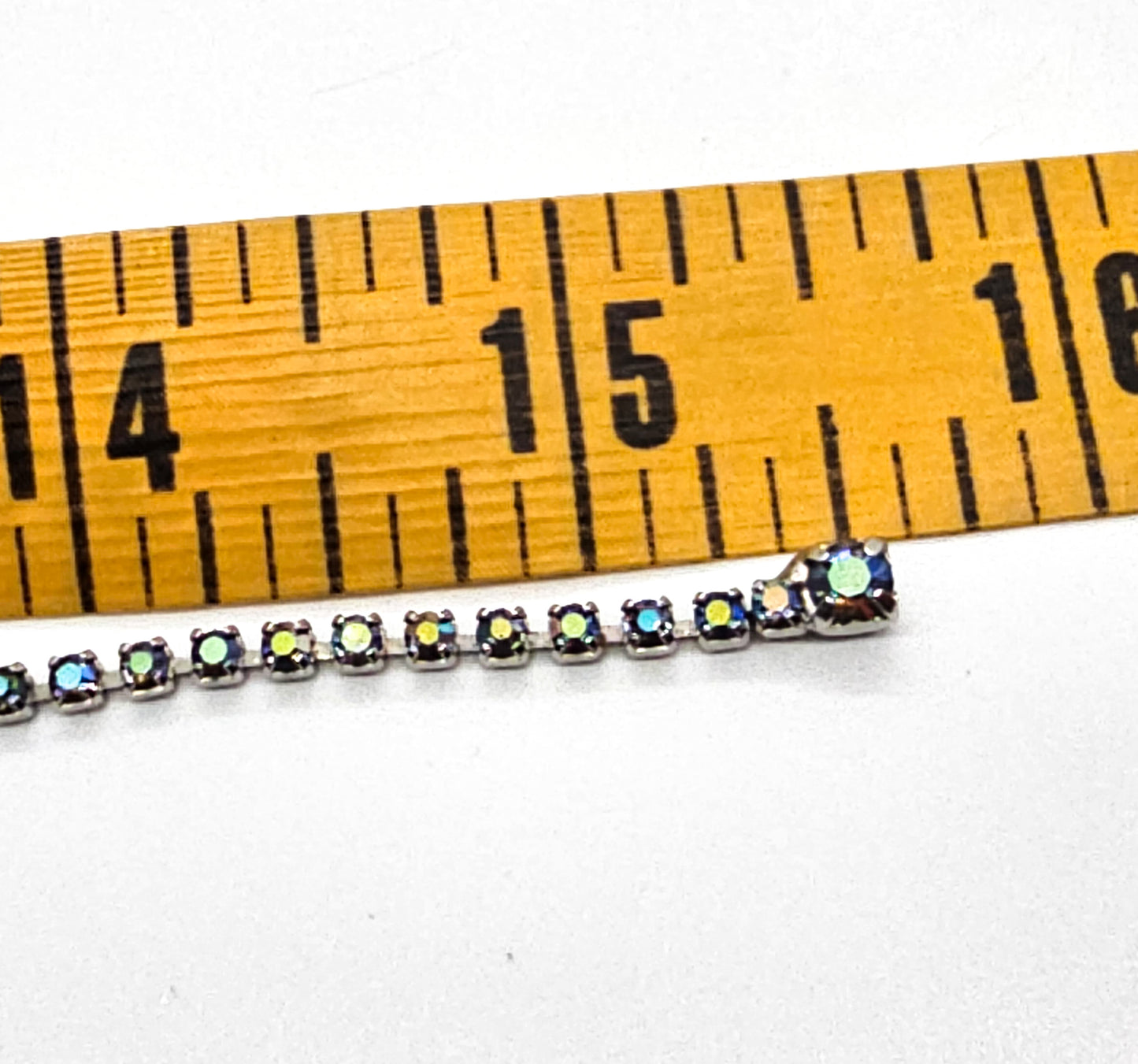 Blue Aurora Borealis rainbow vintage rhinestone statement necklace