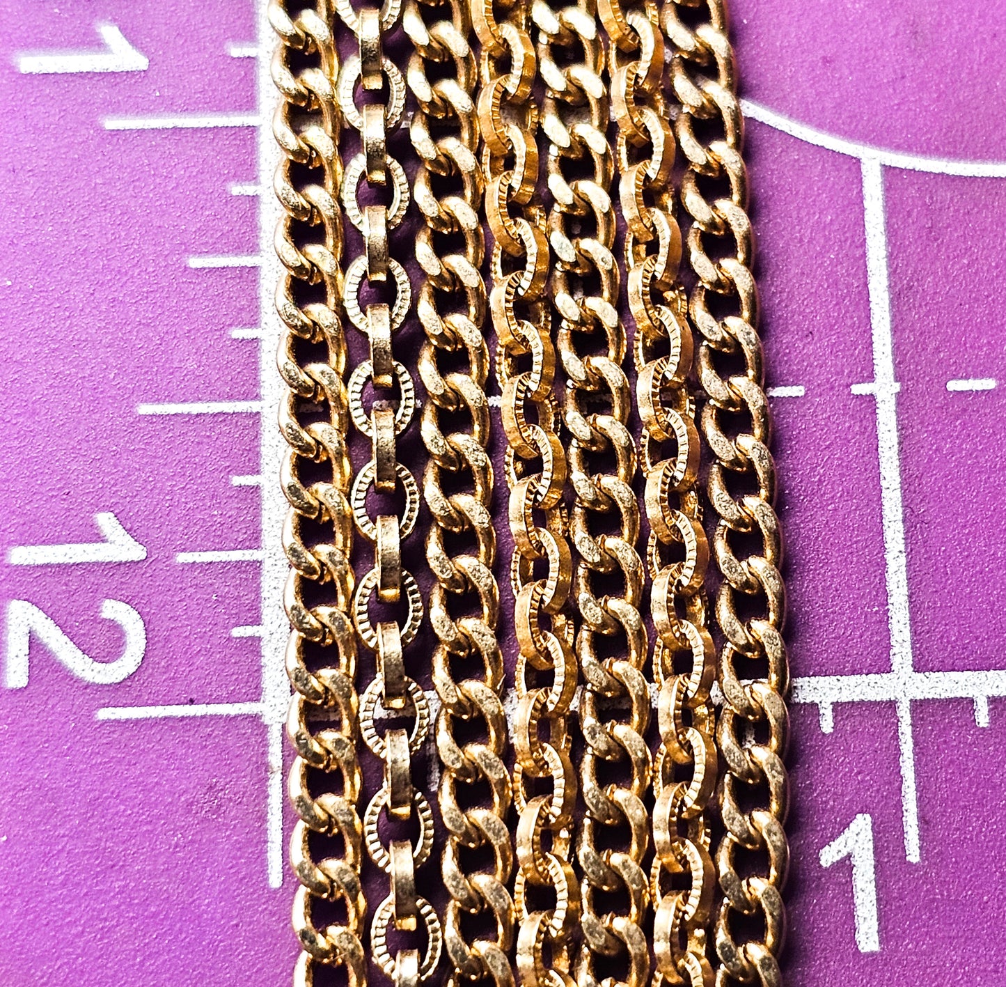 Crown Trifari gold toned 7 layer vintage chain necklace with fold over clasp