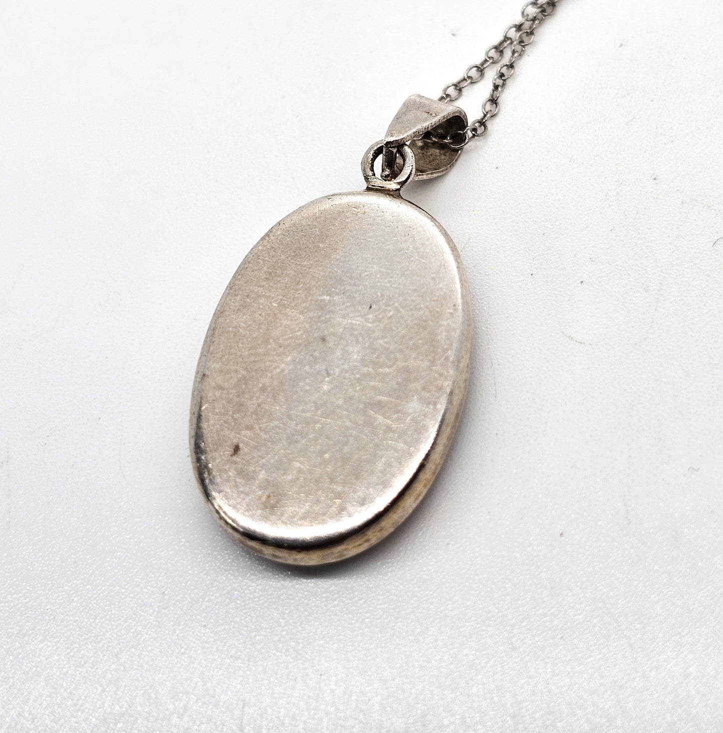Rhodonite pink and black gemstone sterling silver pendant necklace