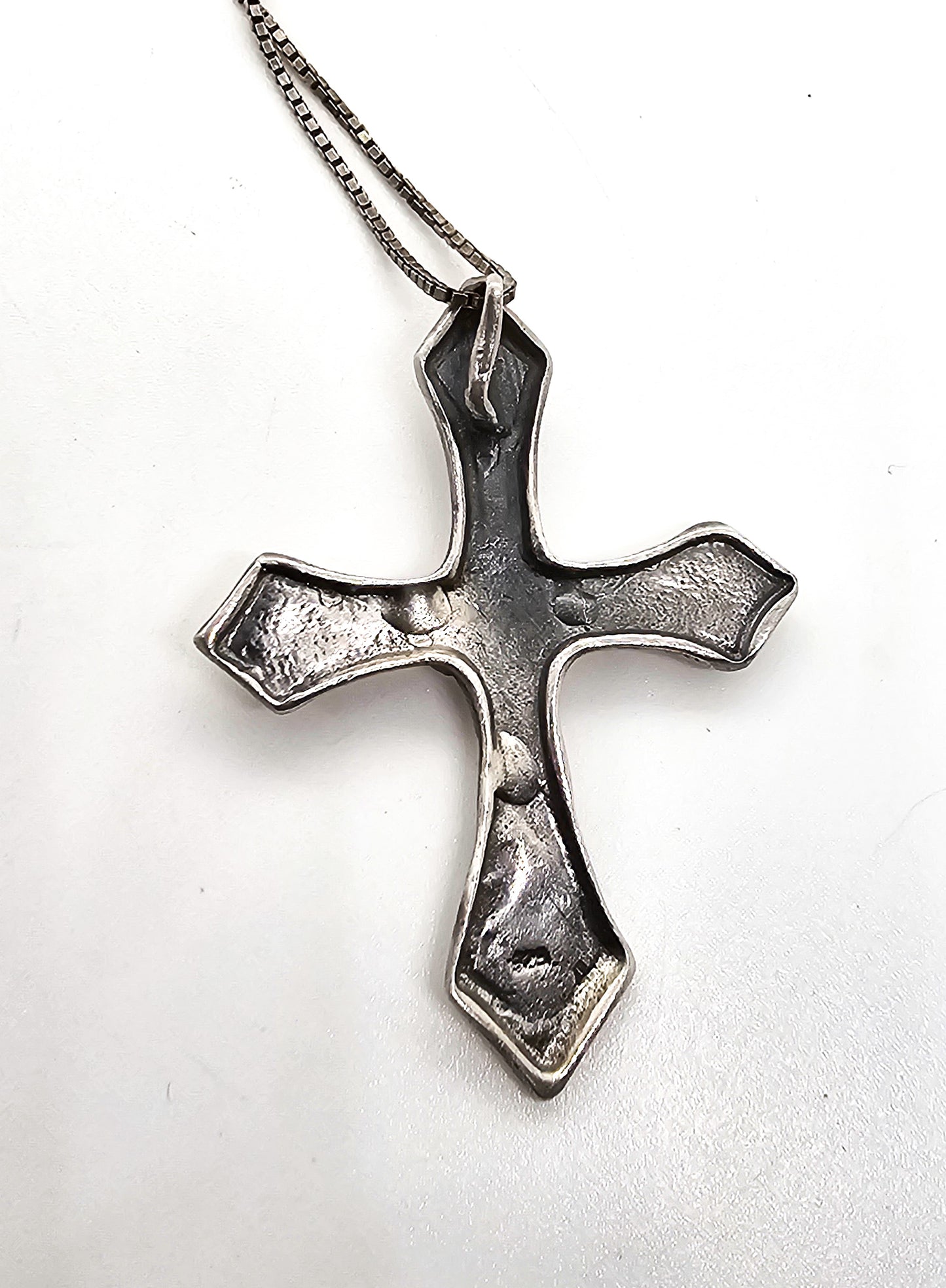 Skull and Cross vintage Gothic Biker 1990's sterling silver pendant necklace