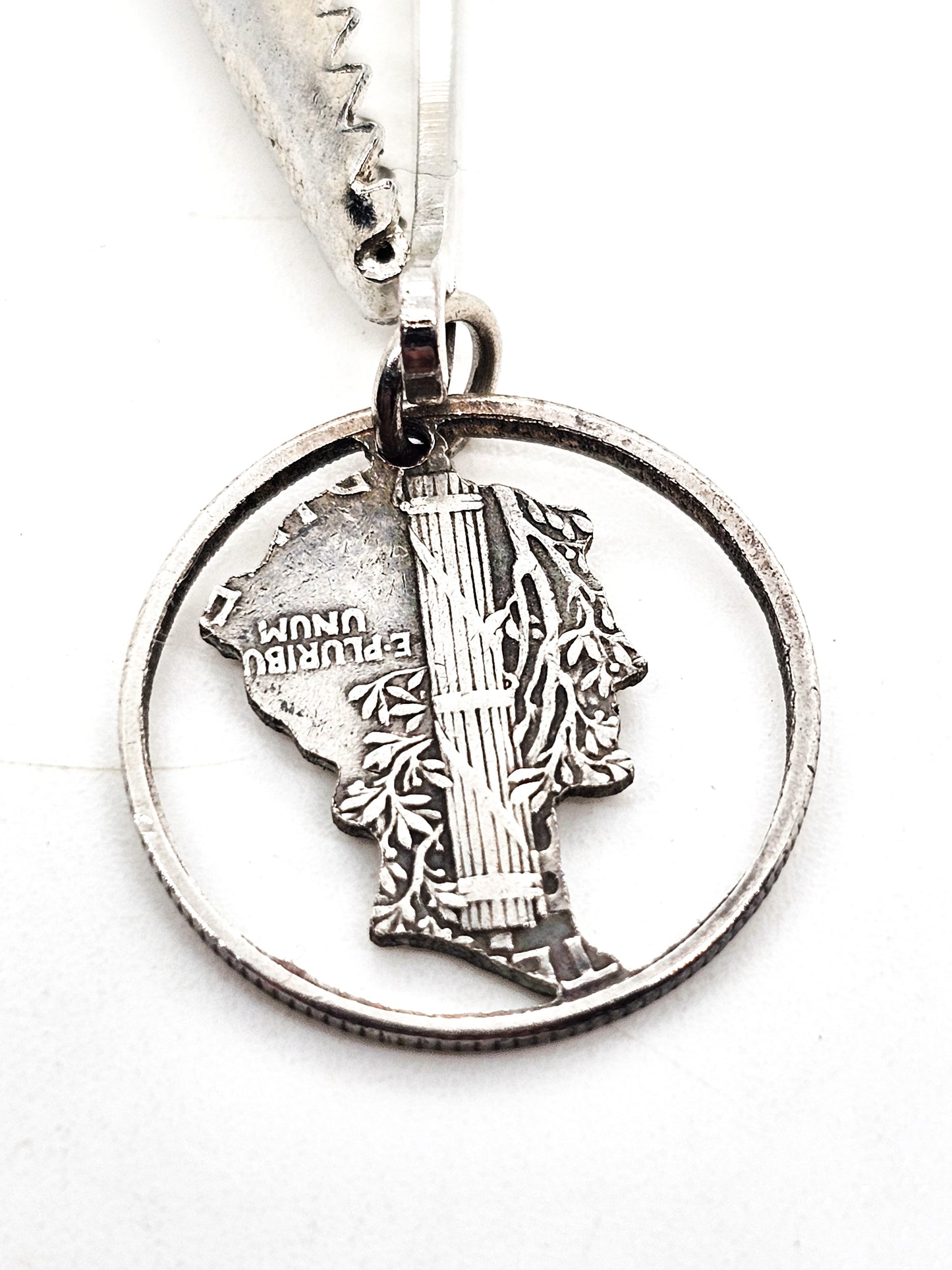 Mercury Dime WWII trench art vintage men's tie clip