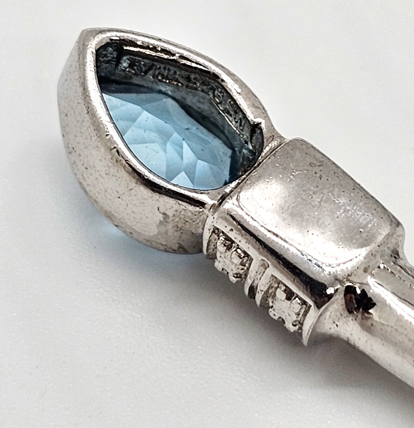 CN Blue Topaz diamond chip Bali style sterling silver torsade wrap bangle bracelet